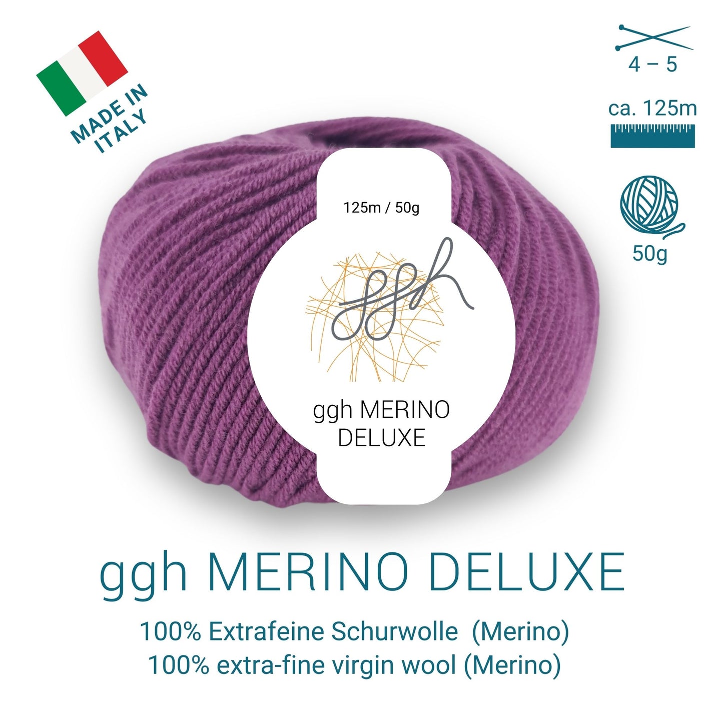 ggh Merino Deluxe - 300g Set (6x50g) - 016 - Granatrot