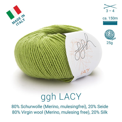 GGH Lacy | Merinowolle mit Seide | 25g - 170m | 006 - Apfelgrün
