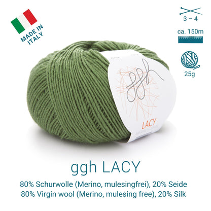 GGH Lacy | Merinowolle mit Seide | 25g - 170m | 007 - Olivgrün
