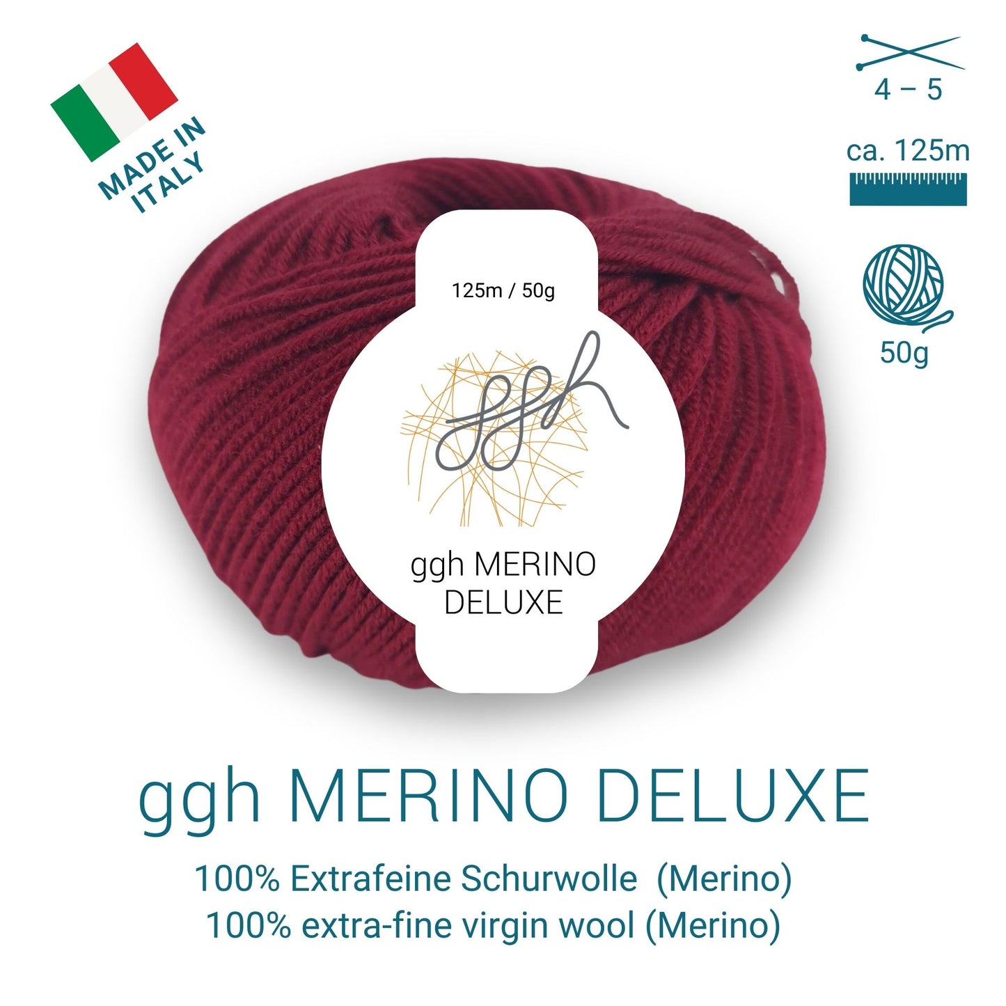 ggh Merino Deluxe - 300g Set (6x50g) - 010 - Bordeauxrot