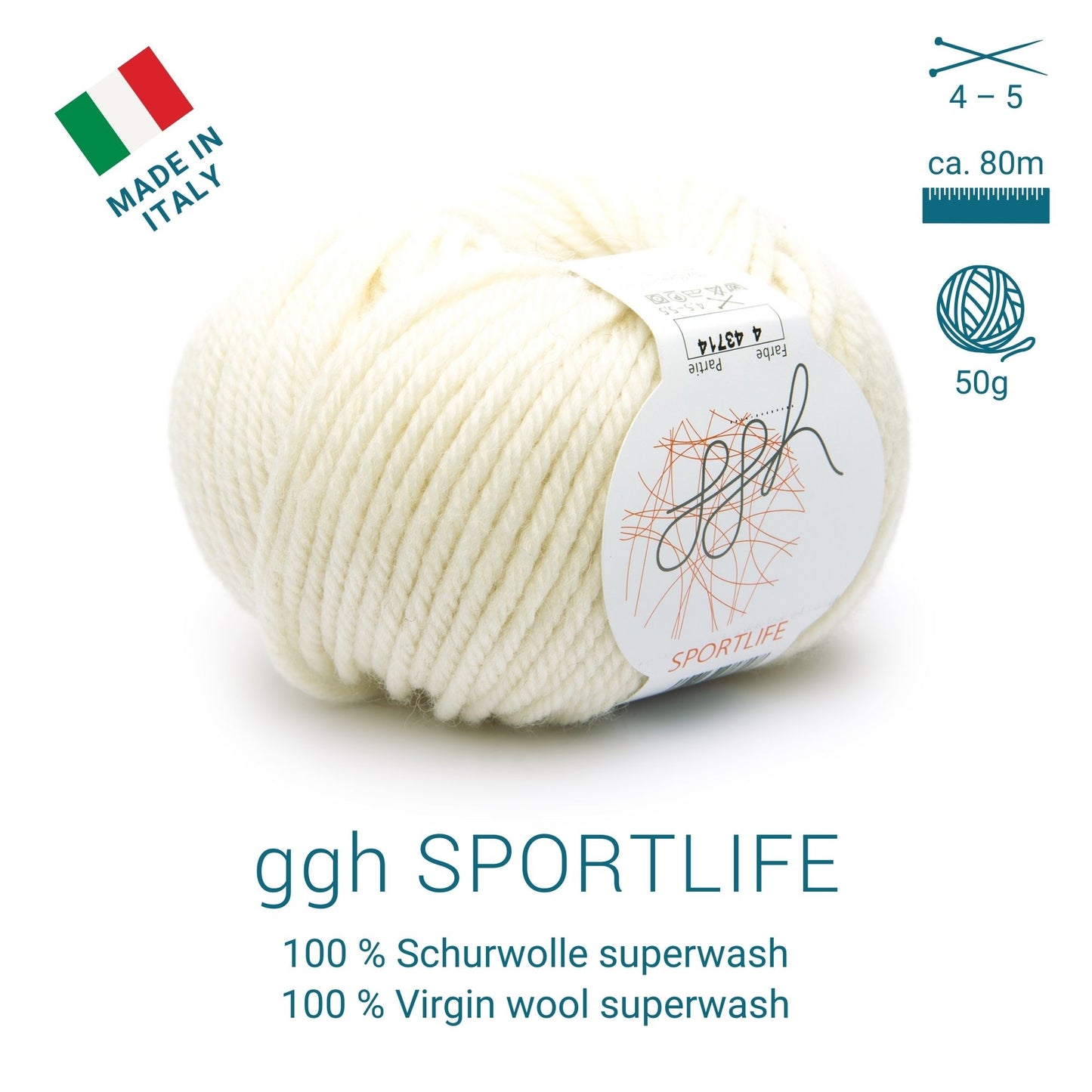 ggh Sportlife Box | Set mit 300g (6x50g) | 004 – Wollweiß