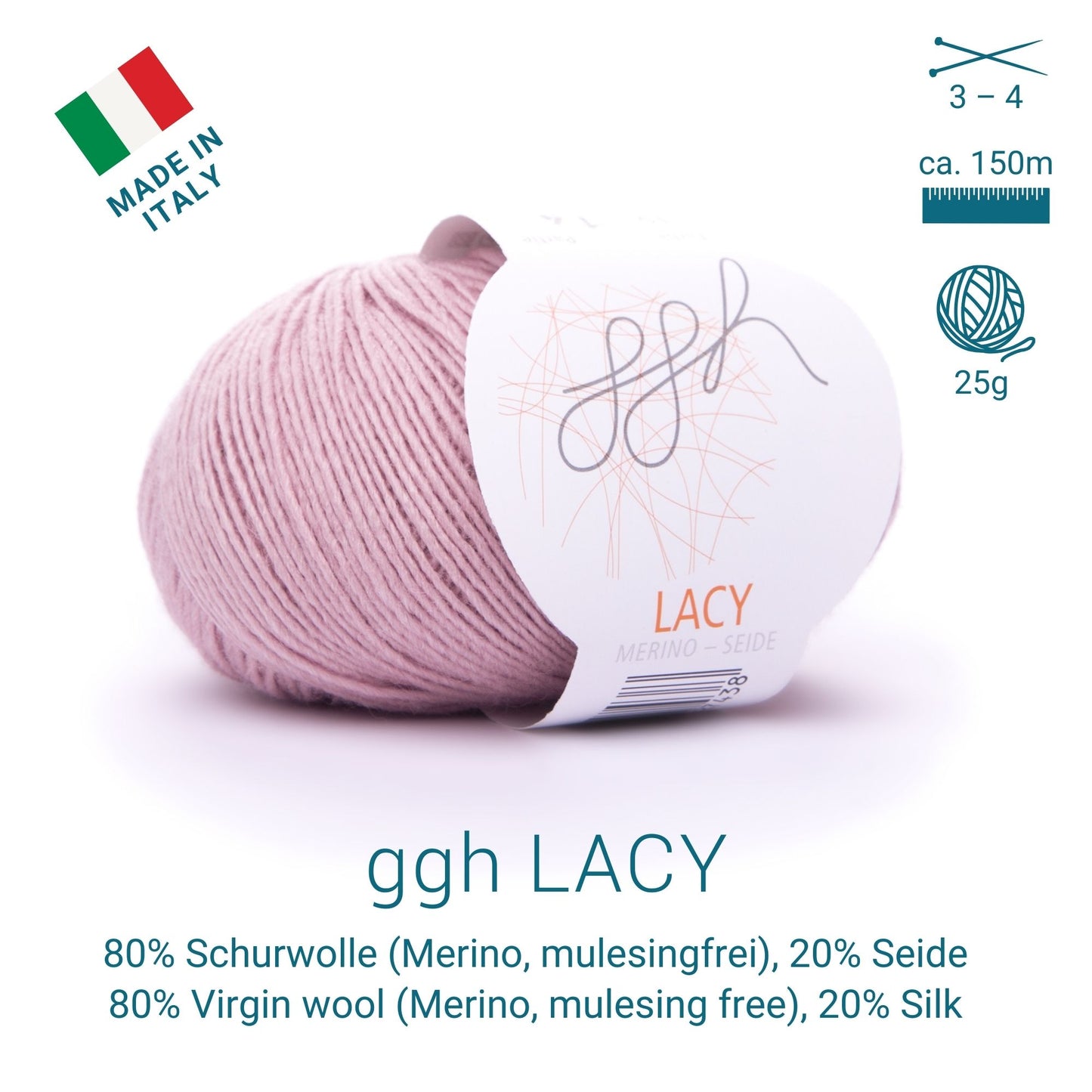 ggh Lacy | Set mit 4 x 25g (insg. 100g) - 015 - Pastell Rosa