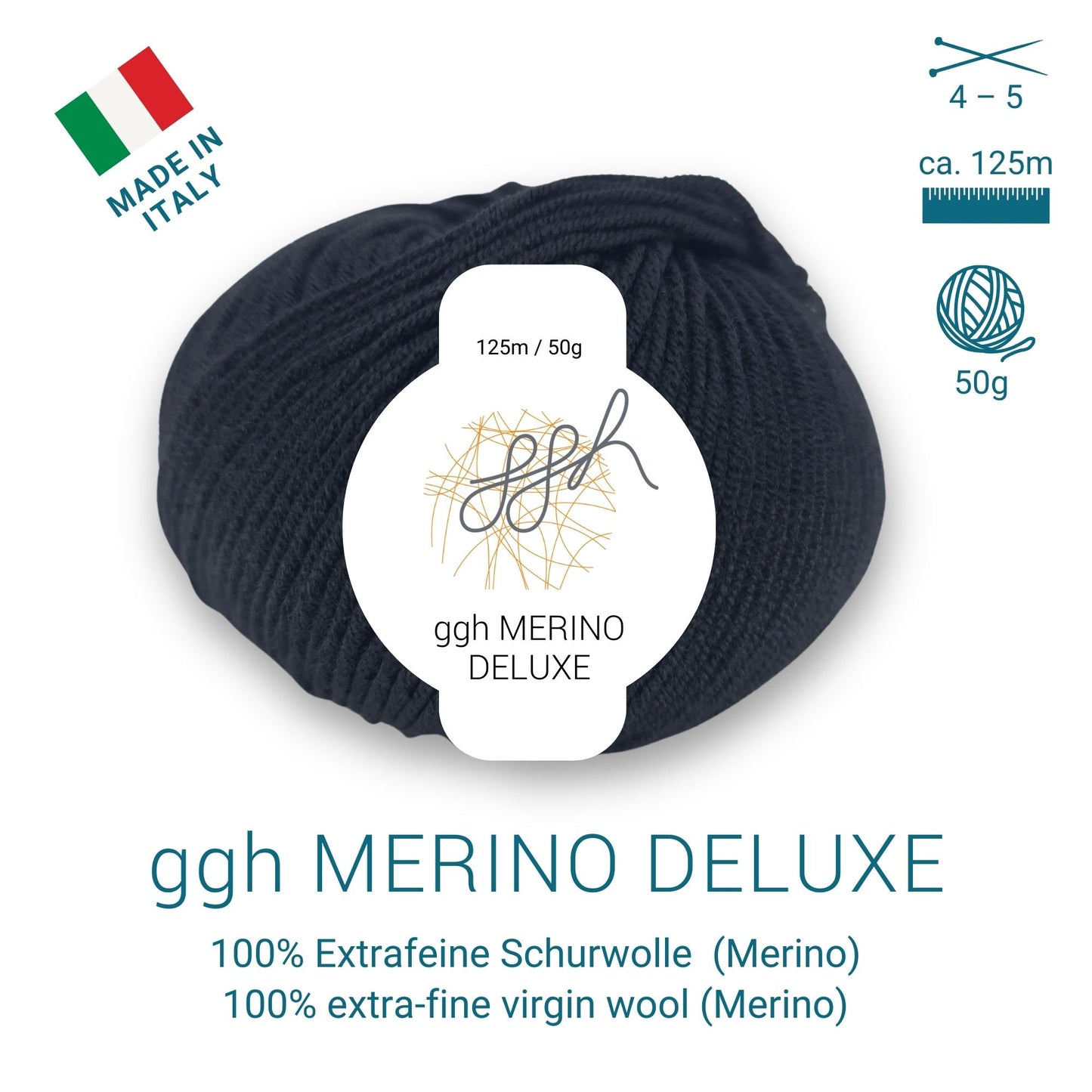ggh Merino Deluxe - 300g Set (6x50g) - 001 - Schwarz