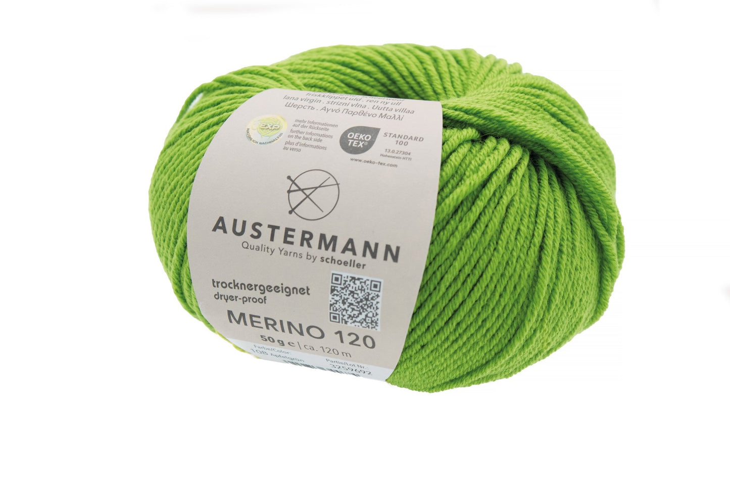 Austermann Merino 120 | Merinowolle 120m/50g | Farbe 108 - apfelgrün - Handarbeiten - 1