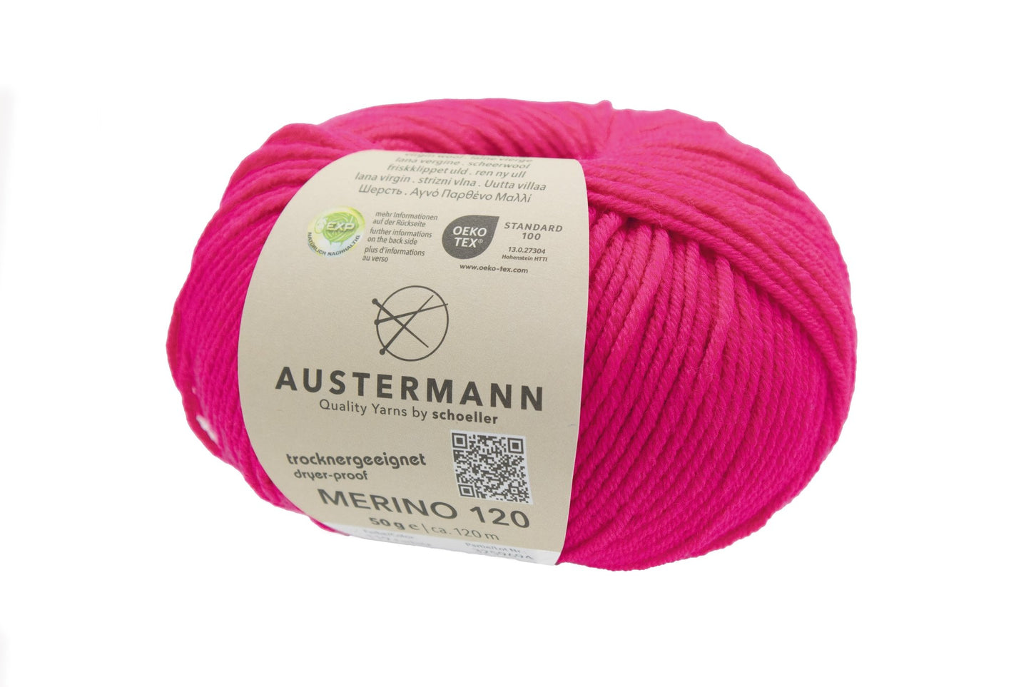 Austermann Merino 120 | Merinowolle 120m/50g | Farbe 119 - fuchsia - Handarbeiten - 1