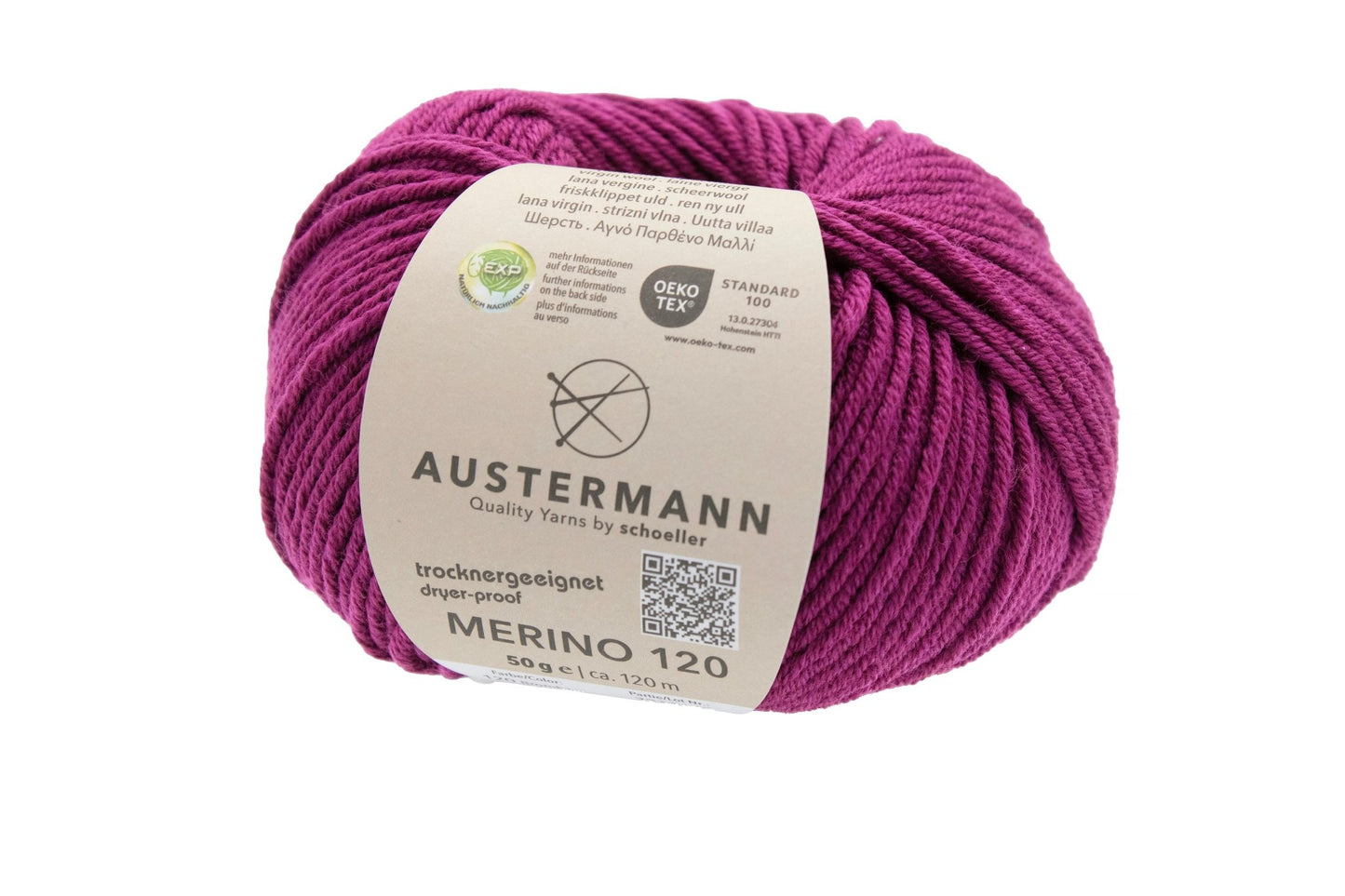 Austermann Merino 120 | Merinowolle 120m/50g | Farbe 120 - brombeer - Handarbeiten - 1