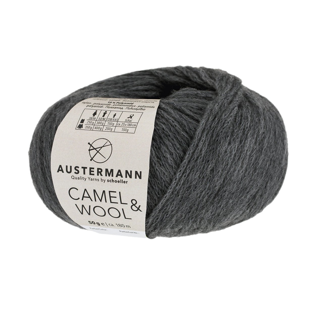 Camel&Wool | 180 M - 50G | 11 - Grau - Strickwolle - Handarbeiten - 1