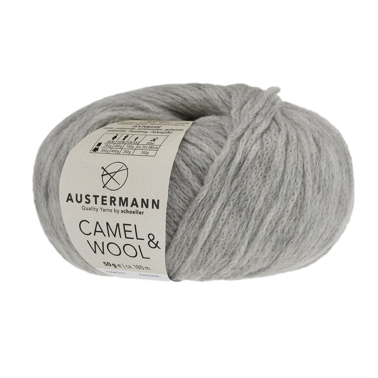 Camel&Wool | 180 M - 50G | 12 - Silber - Strickwolle - Handarbeiten - 1