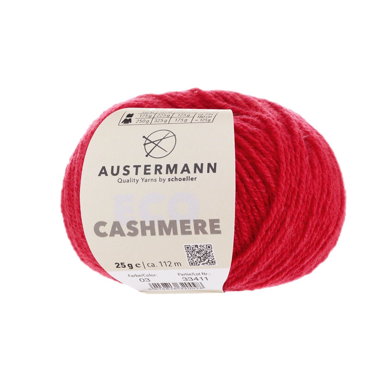 Eco Cashmere | 112 M - 25 G | 03 - Rot - Strickwolle - Handarbeiten - 1