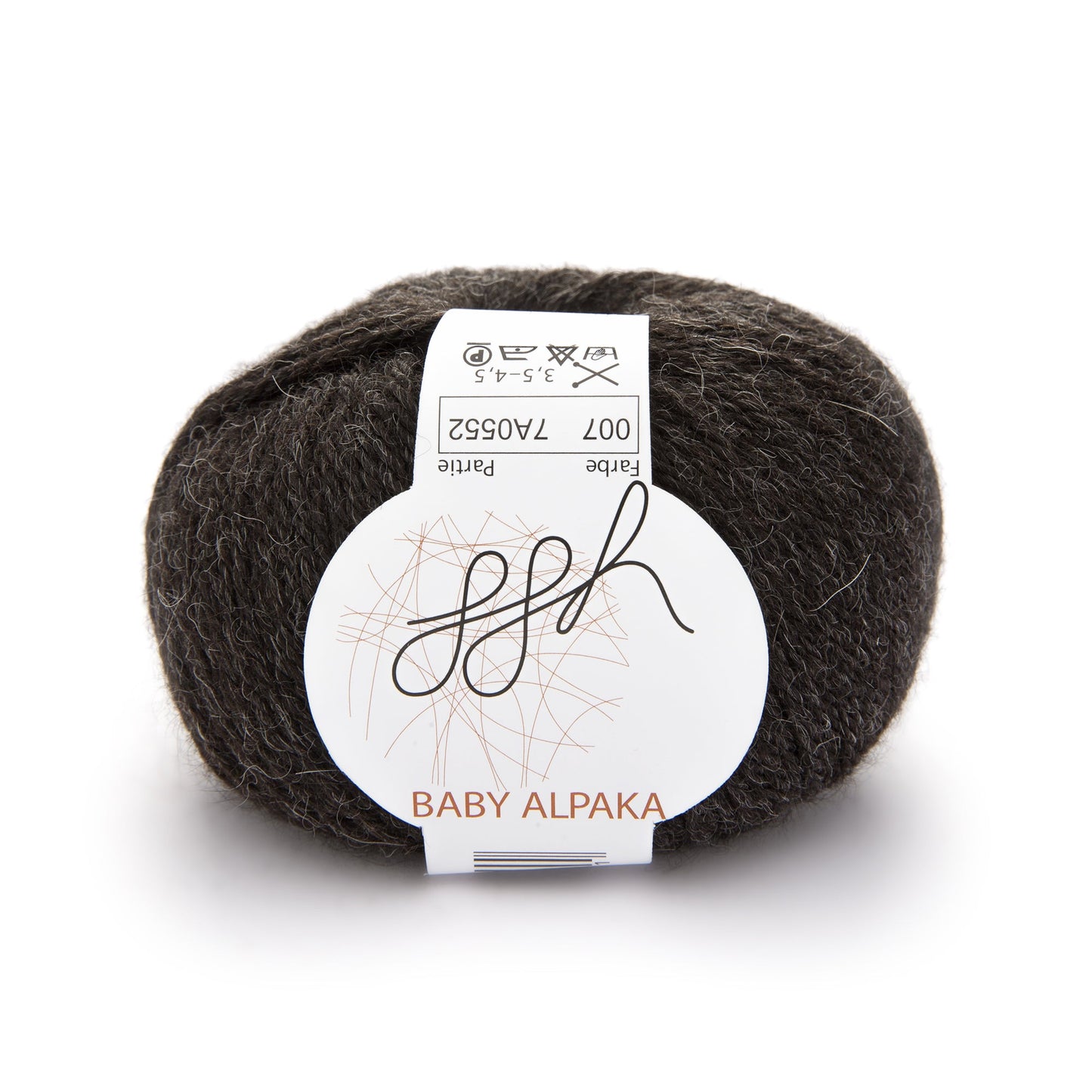 ggh Baby Alpaka natur | 100% Baby Alpaka Wolle | 100m/50g | 007 - Dunkelbraum meliert - Handarbeiten - 1