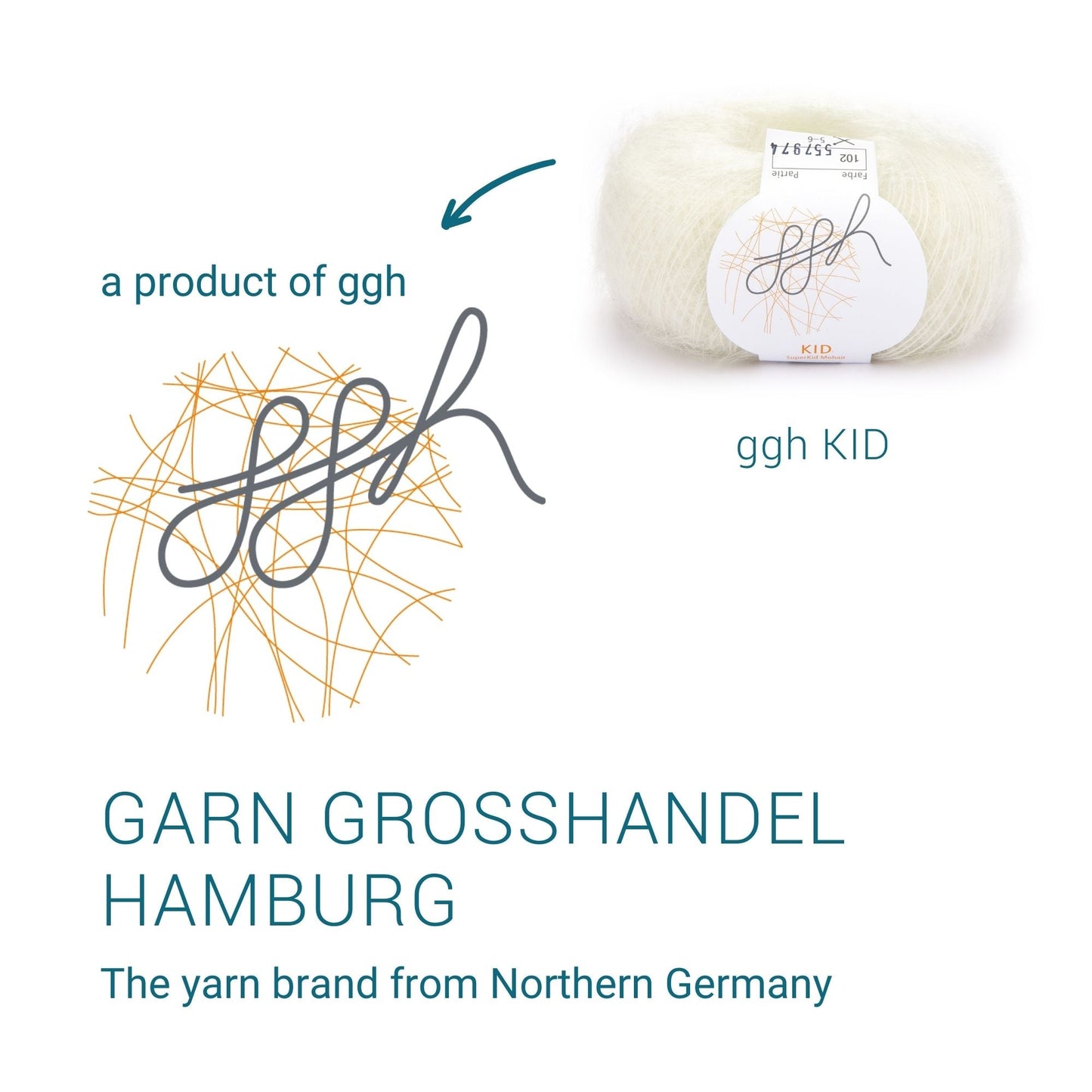 ggh Kid | Mohairwolle | 250m/25g | 102 - Wollweiß - Handarbeiten - 4