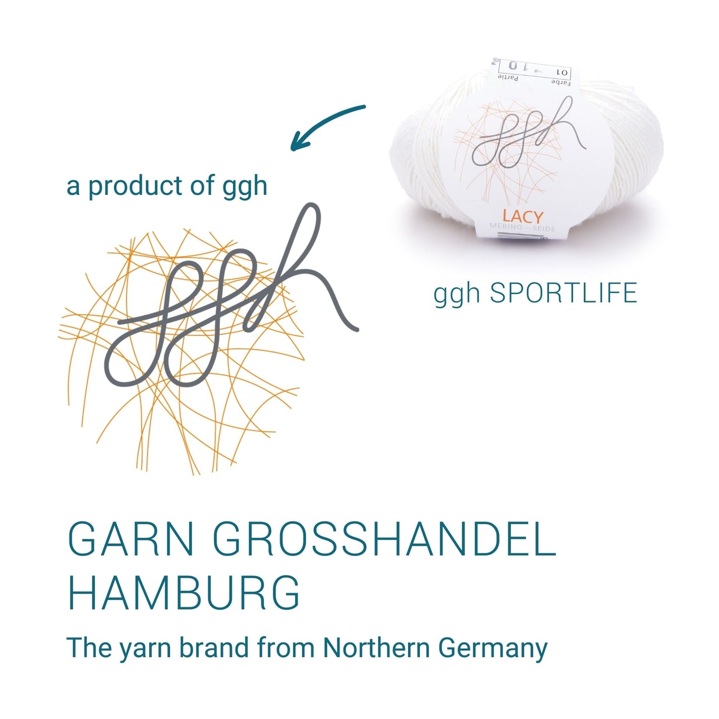 ggh Lacy | Merinowolle mit Seide | 25g - 170m | 001 - Wollweiß - Strickwolle - Handarbeiten - 5