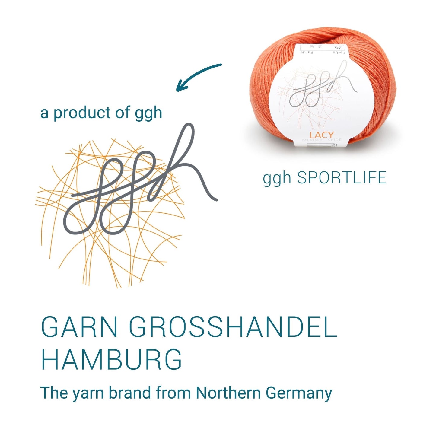 GGH Lacy | Merinowolle mit Seide | 25g - 170m | 026 - Herbstorange - Strickwolle - Handarbeiten - 4