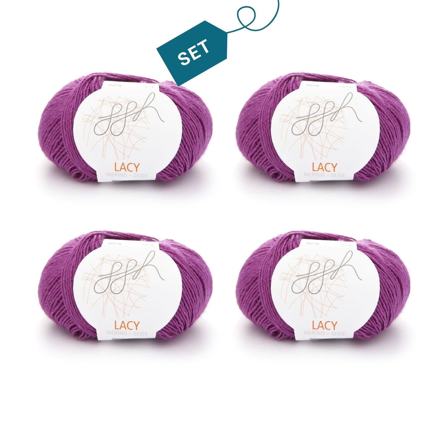 ggh Lacy | Set mit 4 x 25g (insg. 100g) - 012 - Zyklam - Strickwolle - Handarbeiten - 7