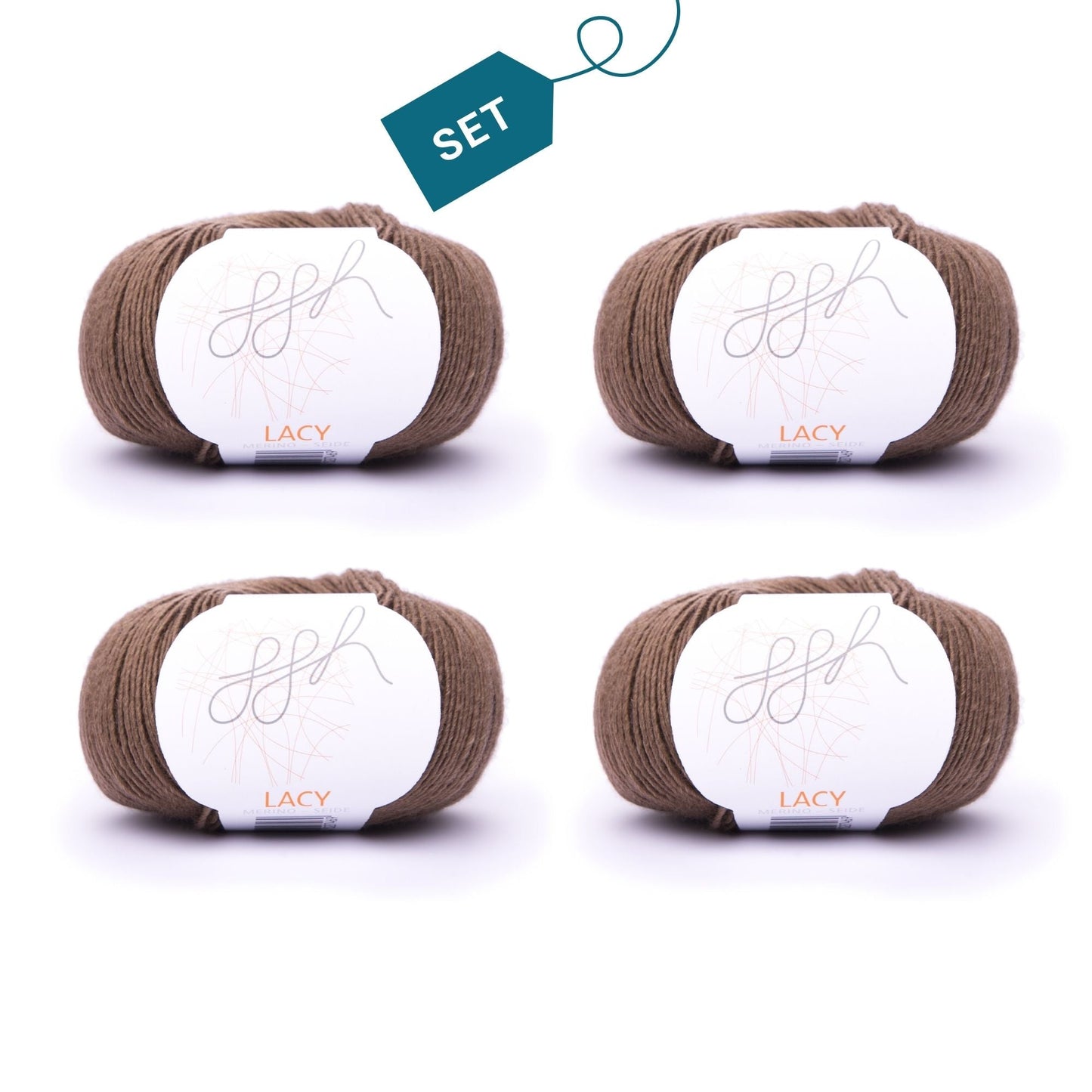 ggh Lacy | Set mit 4 x 25g (insg. 100g) - 018 - Braun - Strickwolle - Handarbeiten - 7