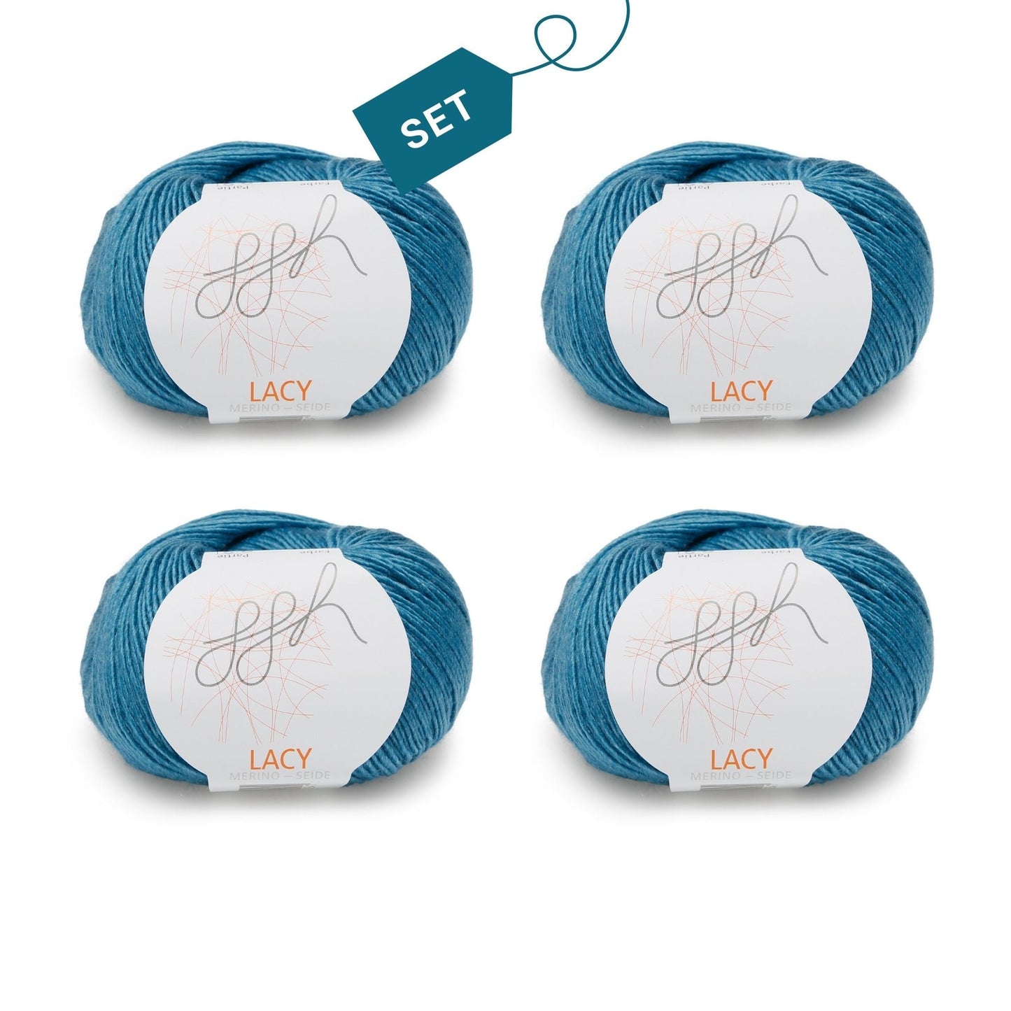 ggh Lacy | Set mit 4 x 25g (insg. 100g) - 022 - Türkis - Strickwolle - Handarbeiten - 7