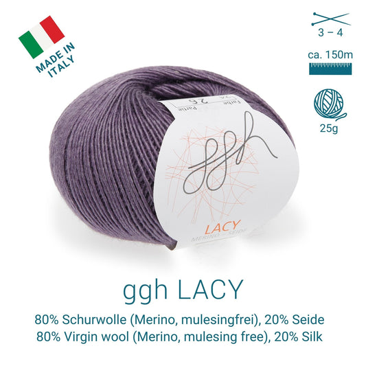 ggh Lacy | Set mit 4 x 25g (insg. 100g) - 024 - Mauve - Strickwolle - Handarbeiten - 2