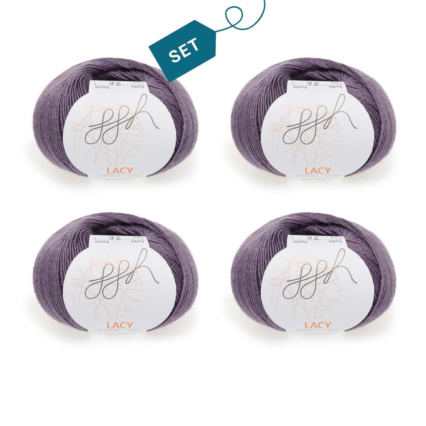 ggh Lacy | Set mit 4 x 25g (insg. 100g) - 024 - Mauve - Strickwolle - Handarbeiten - 7