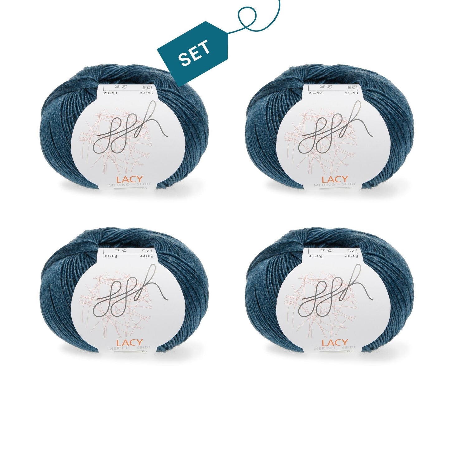 ggh Lacy | Set mit 4 x 25g (insg. 100g) - 025 - Petrol - Strickwolle - Handarbeiten - 7