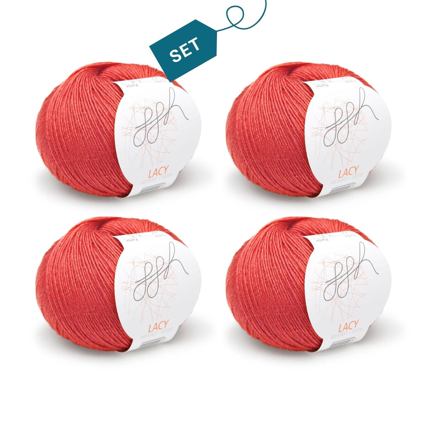 ggh Lacy | Set mit 4 x 25g (insg. 100g) - 027 - Marsrot - Strickwolle - Handarbeiten - 7