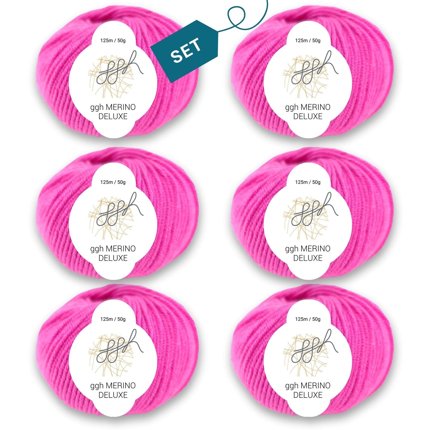 ggh Merino Deluxe - 300g Set (6x50g) - 012 - Pink - Strickwolle - Handarbeiten - 7