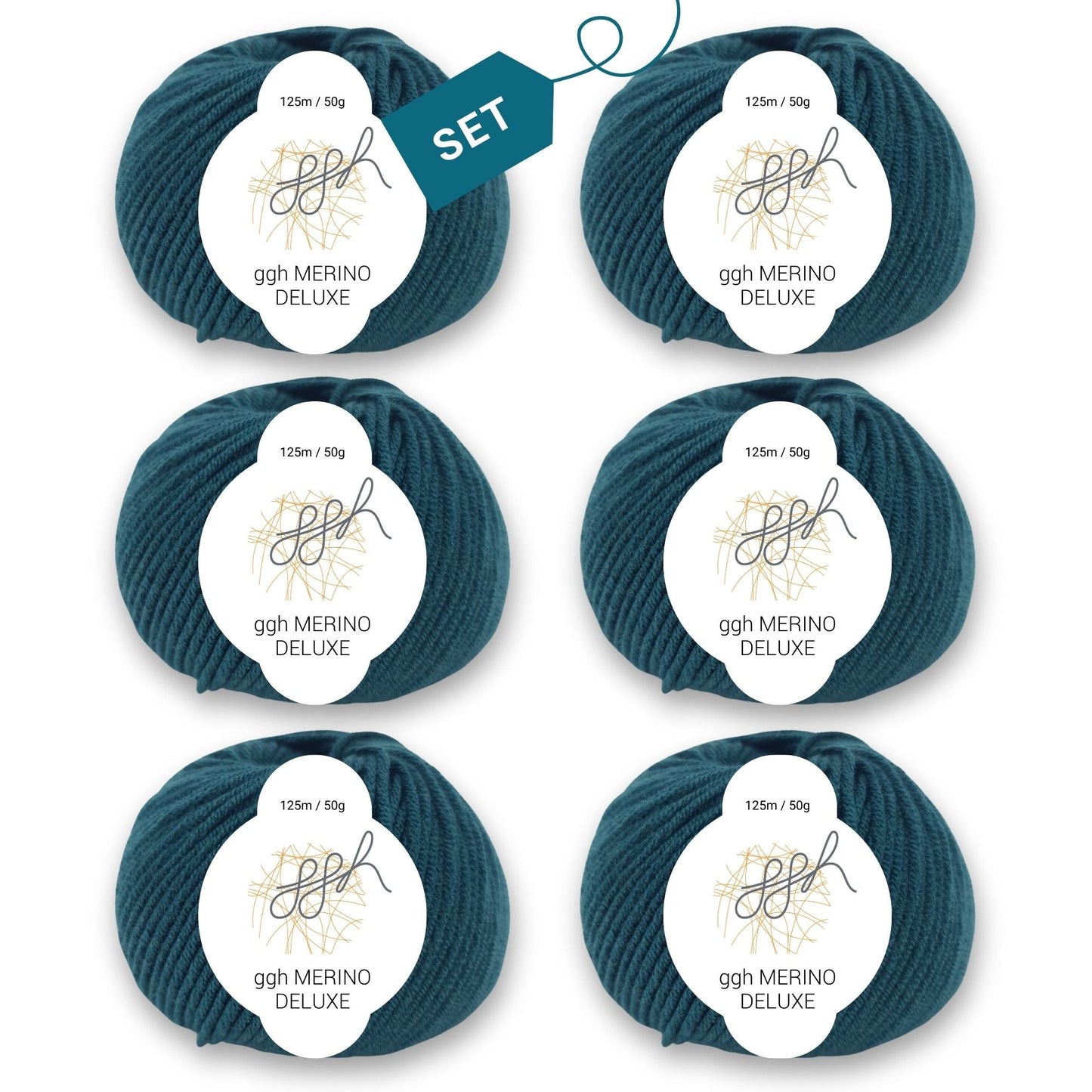 ggh Merino Deluxe - 300g Set (6x50g) - 017 - Jägergrün - Strickwolle - Handarbeiten - 7