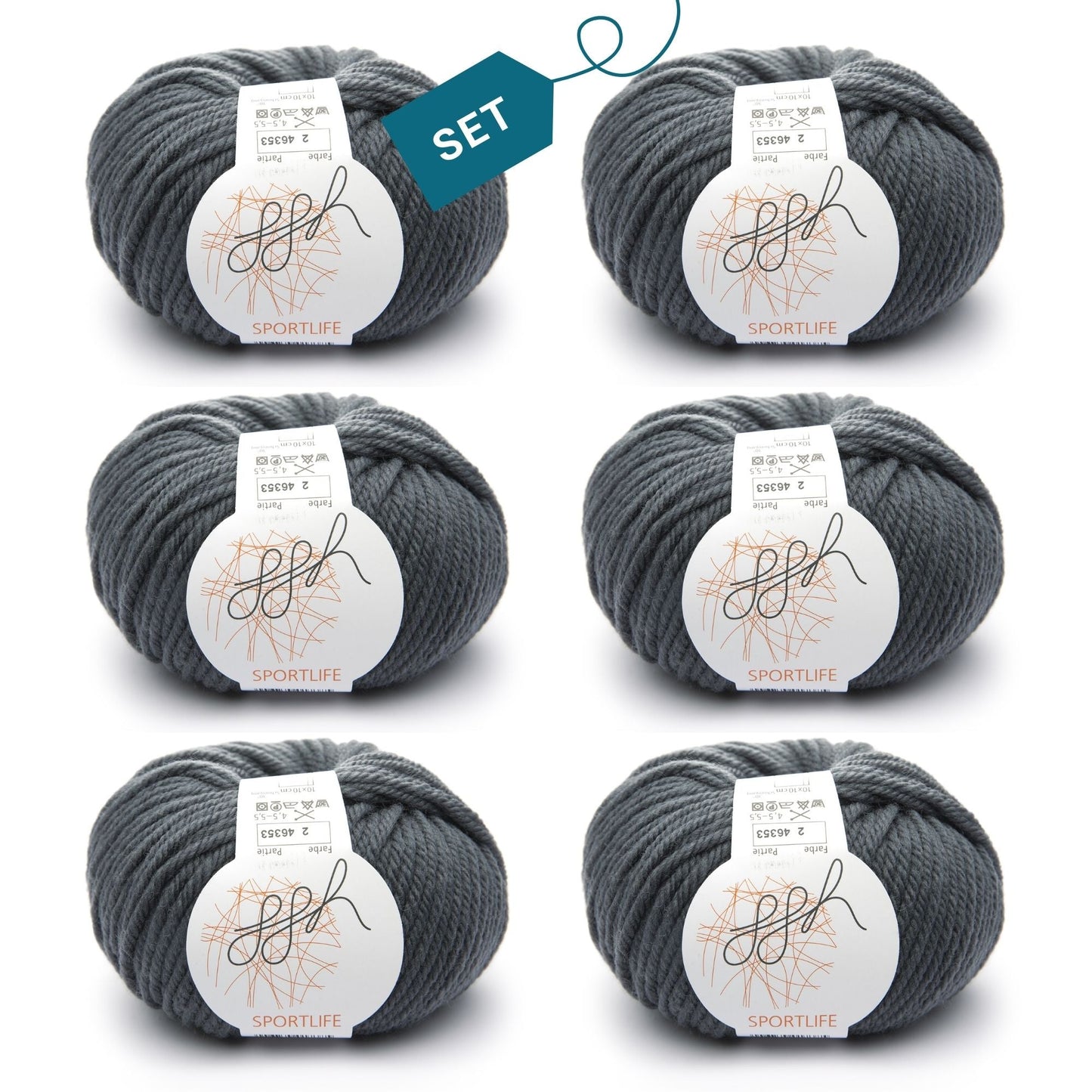 ggh Sportlife Box | Set mit 300g (6x50g) | 002 – Flanelgrau - Strickwolle - Handarbeiten - 7