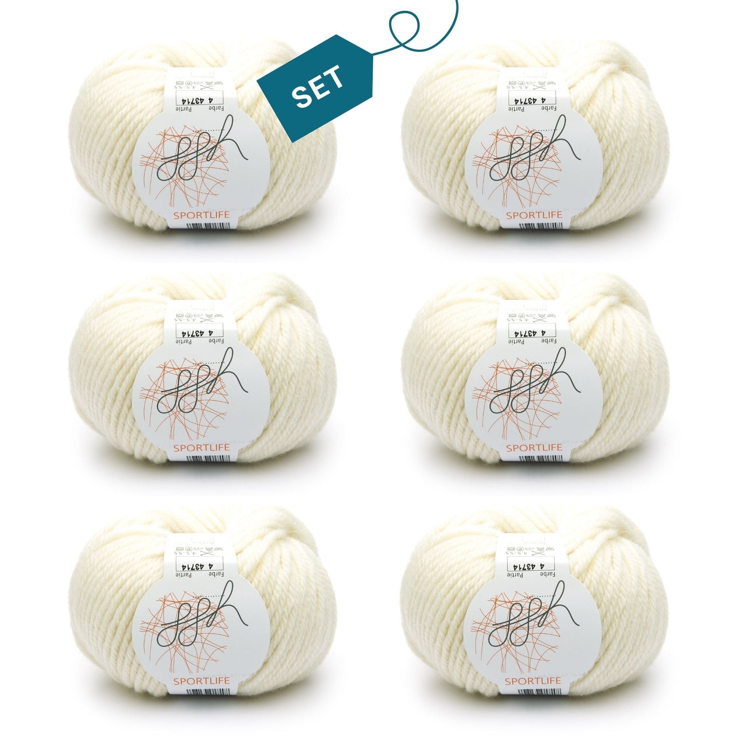 ggh Sportlife Box | Set mit 300g (6x50g) | 004 – Wollweiß - Strickwolle - Handarbeiten - 7