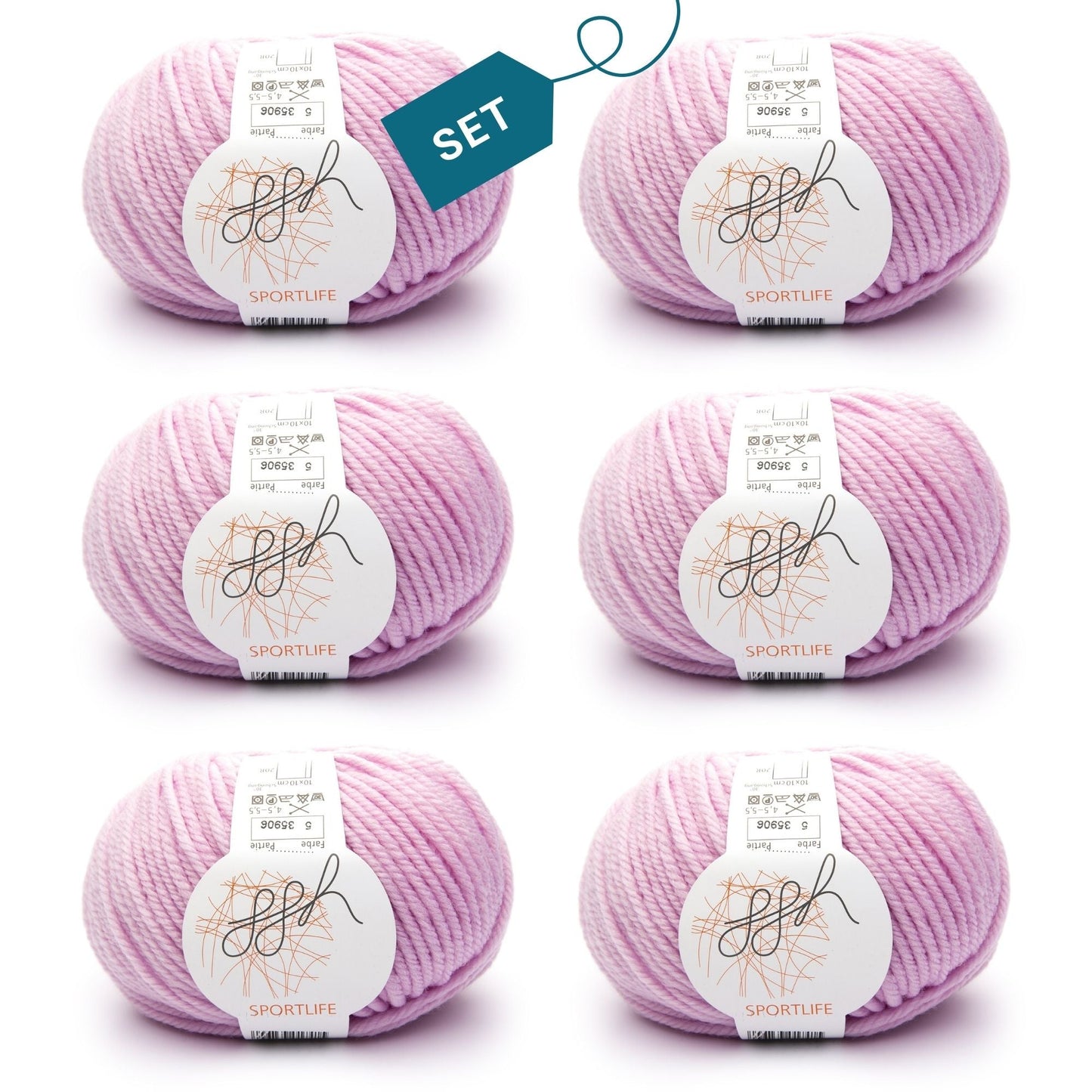 ggh Sportlife Box | Set mit 300g (6x50g) | 005 – Rosa - Strickwolle - Handarbeiten - 7