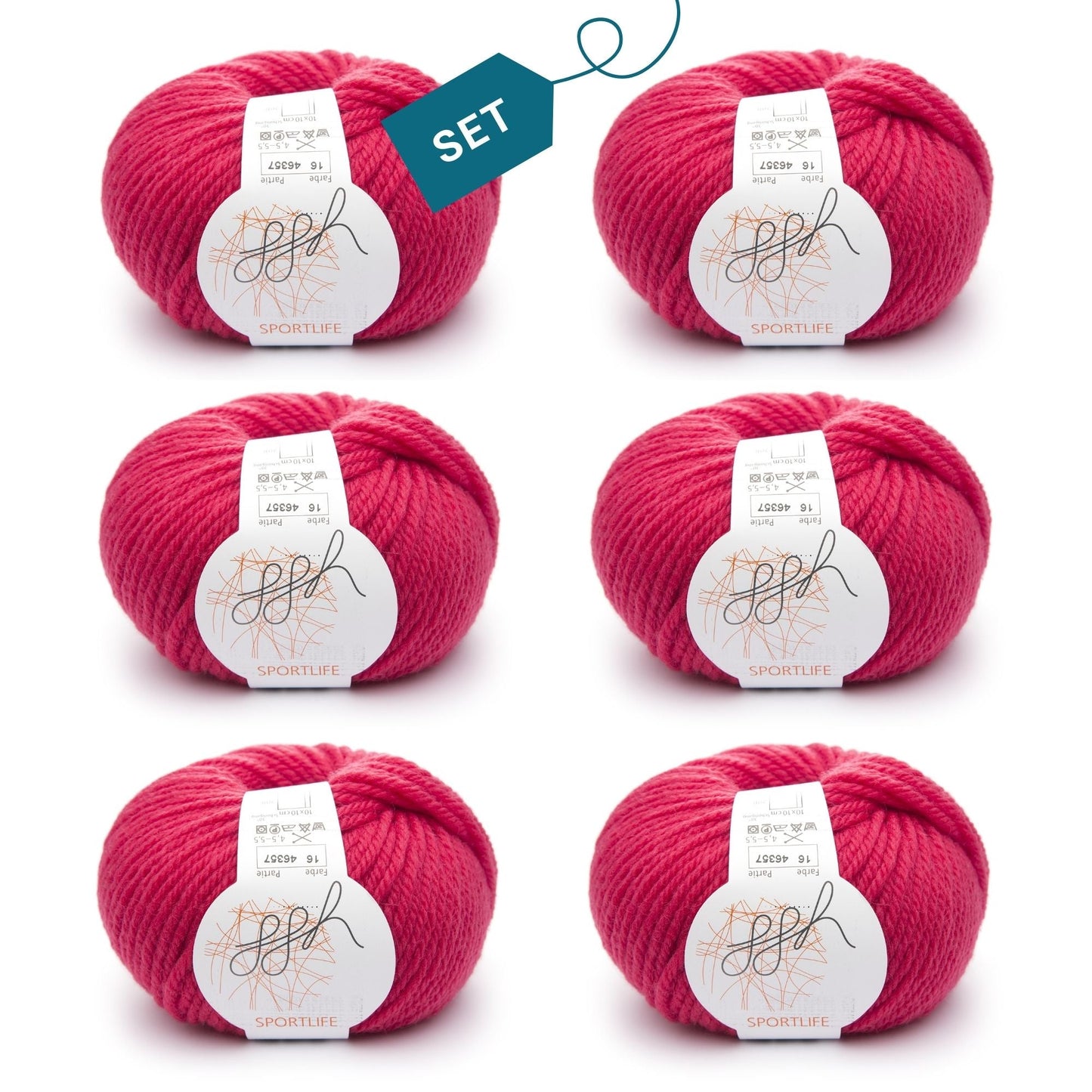 ggh Sportlife Box | Set mit 300g (6x50g) | 016 – Leuchtendes Rot - Strickwolle - Handarbeiten - 7