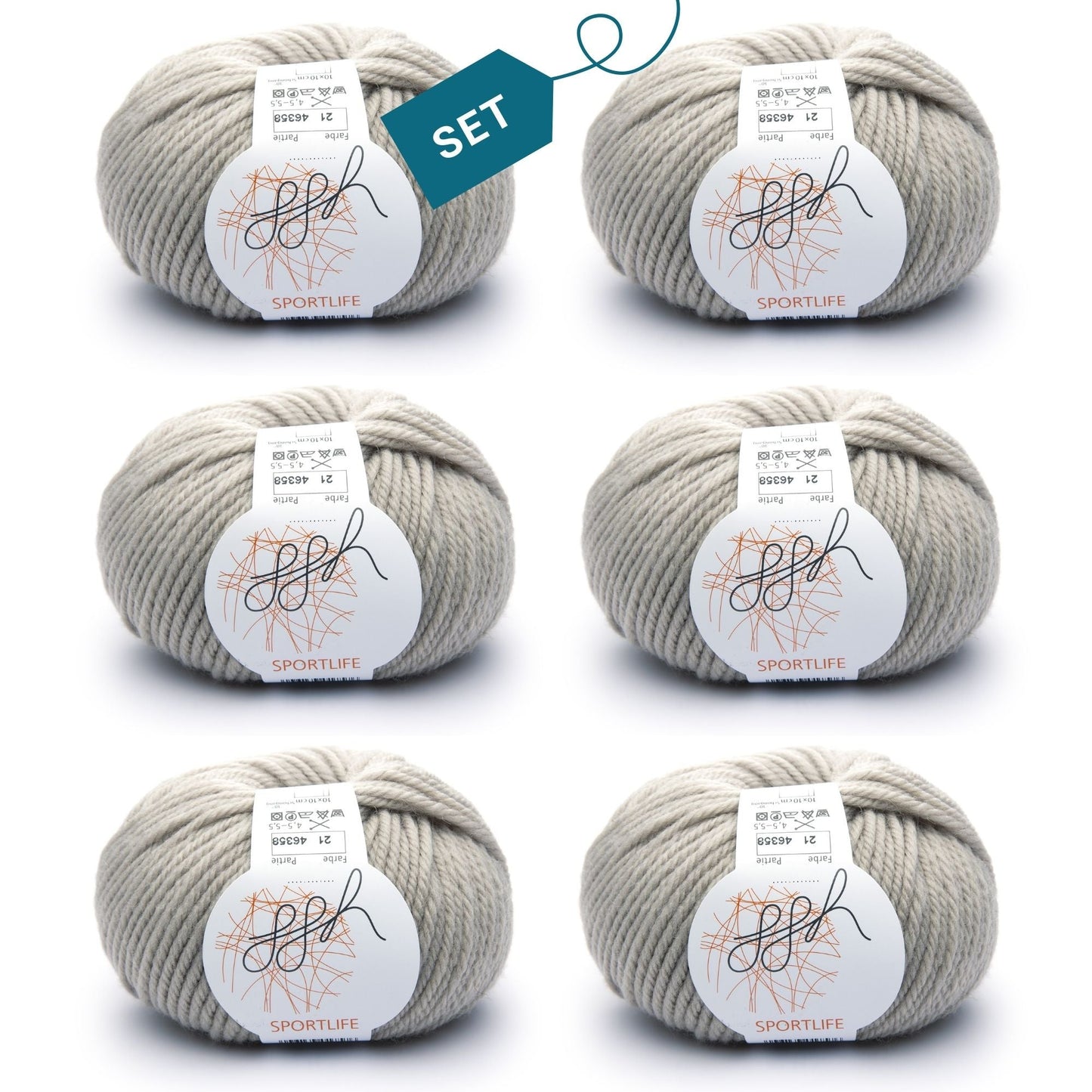 ggh Sportlife Box | Set mit 300g (6x50g) | 021 – Helles Beige - Strickwolle - Handarbeiten - 7