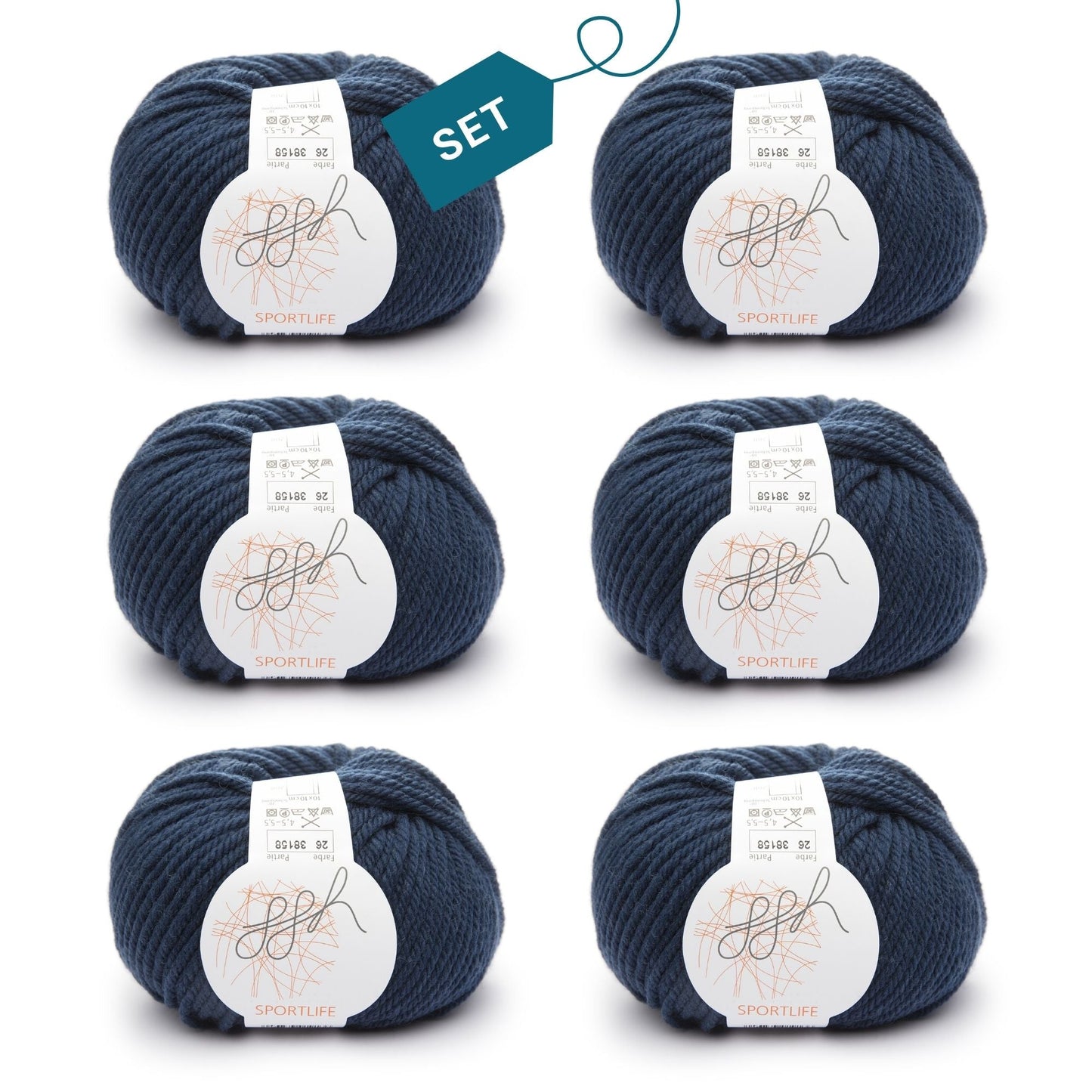 ggh Sportlife Box | Set mit 300g (6x50g) | 026 – Entenblau - Strickwolle - Handarbeiten - 7