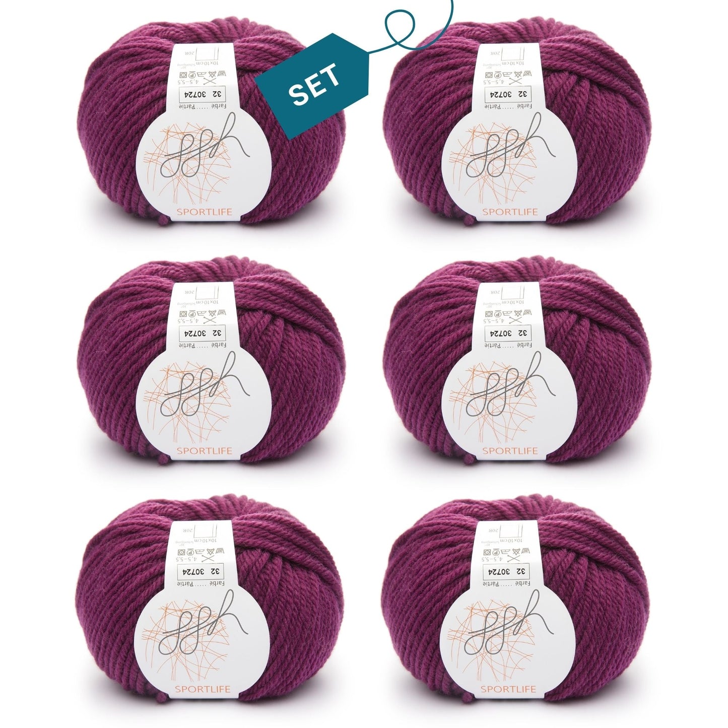 ggh Sportlife Box | Set mit 300g (6x50g) | 032 – Granatrot - Strickwolle - Handarbeiten - 7