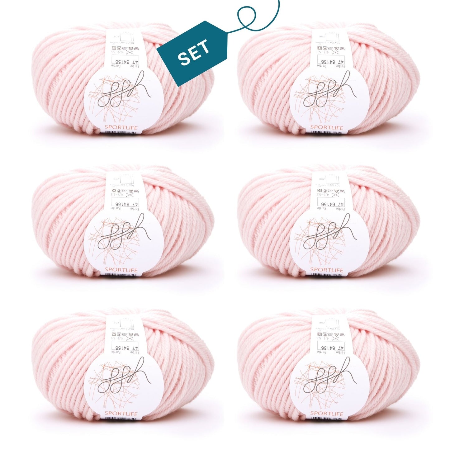 ggh Sportlife Box | Set mit 300g (6x50g) | 047 – Rosé - Strickwolle - Handarbeiten - 7