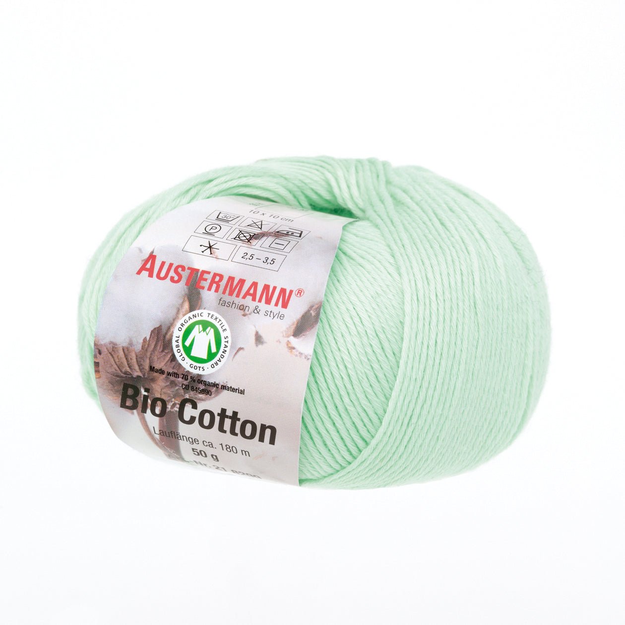 Gots Bio Cotton Uni | 180 M - 50 G | 08 - Mint - Strickwolle - Handarbeiten - 1