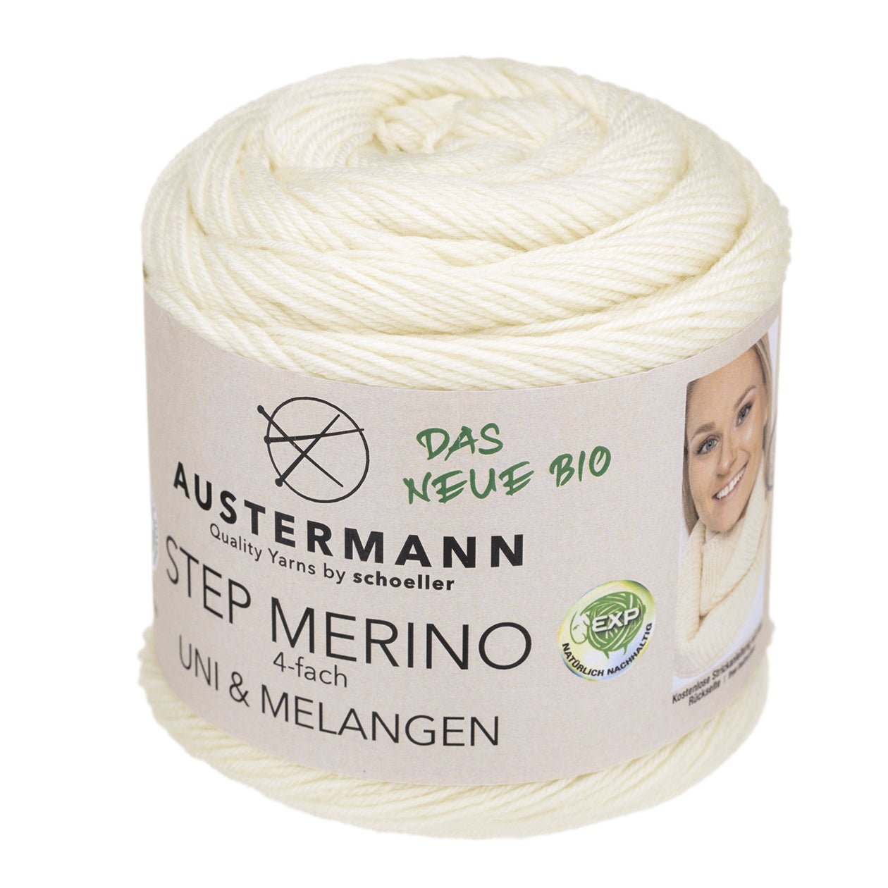 Gots Step Merino 4 Exp Uni | 400 M - 100 G | 1000 - Natur - Sockenwolle - Handarbeiten - 1