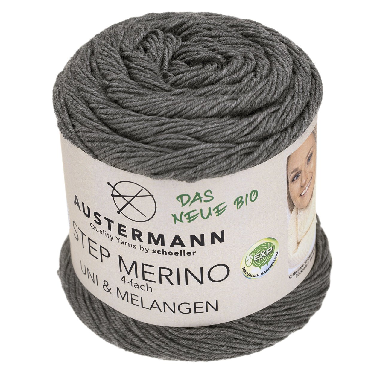 Gots Step Merino 4 Exp Uni | 400 M - 100 G | 1002 - Grau Melange - Sockenwolle - Handarbeiten - 1