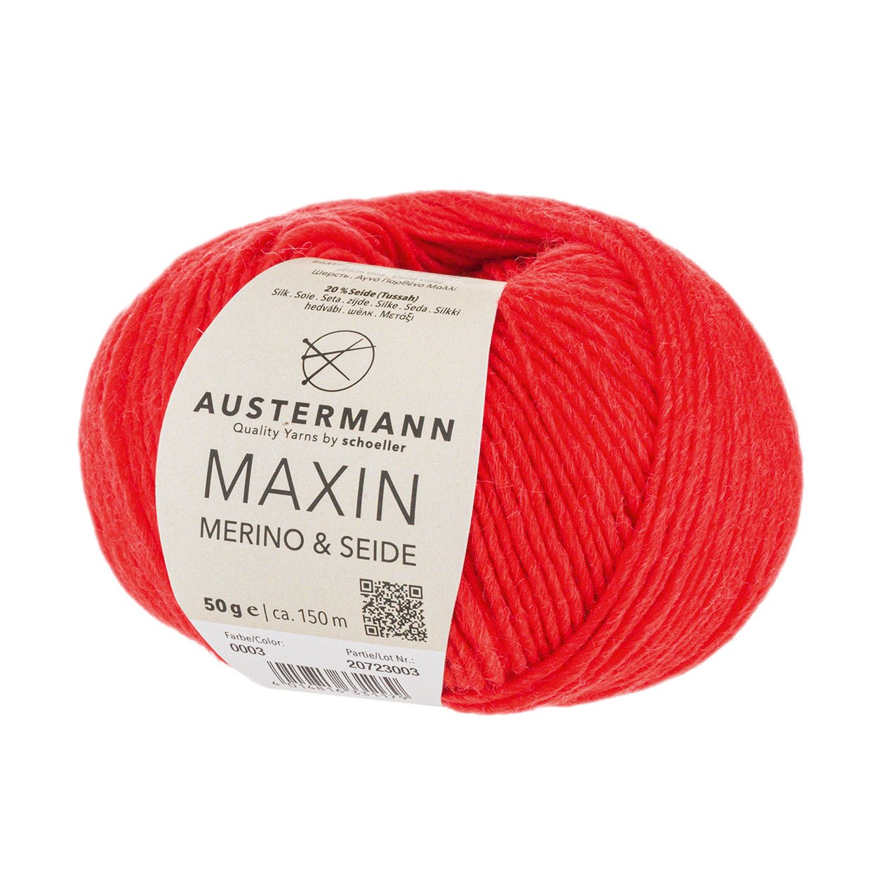 Maxin Merino&Seide | 150M - 50G | 03 - Rot - Strickwolle - Handarbeiten - 1