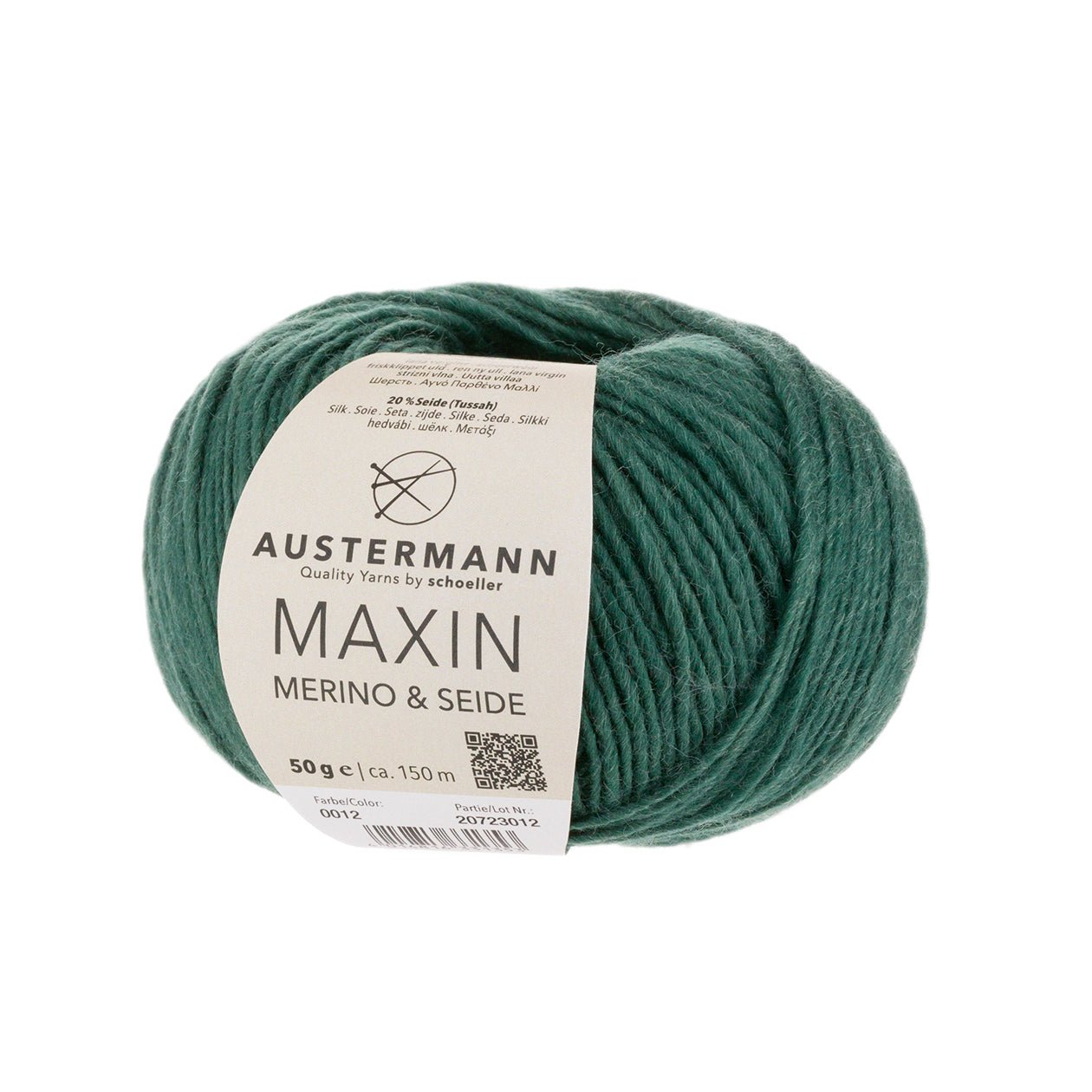 Maxin Merino&Seide | 150M - 50G | 12 - Tanne - Strickwolle - Handarbeiten - 1