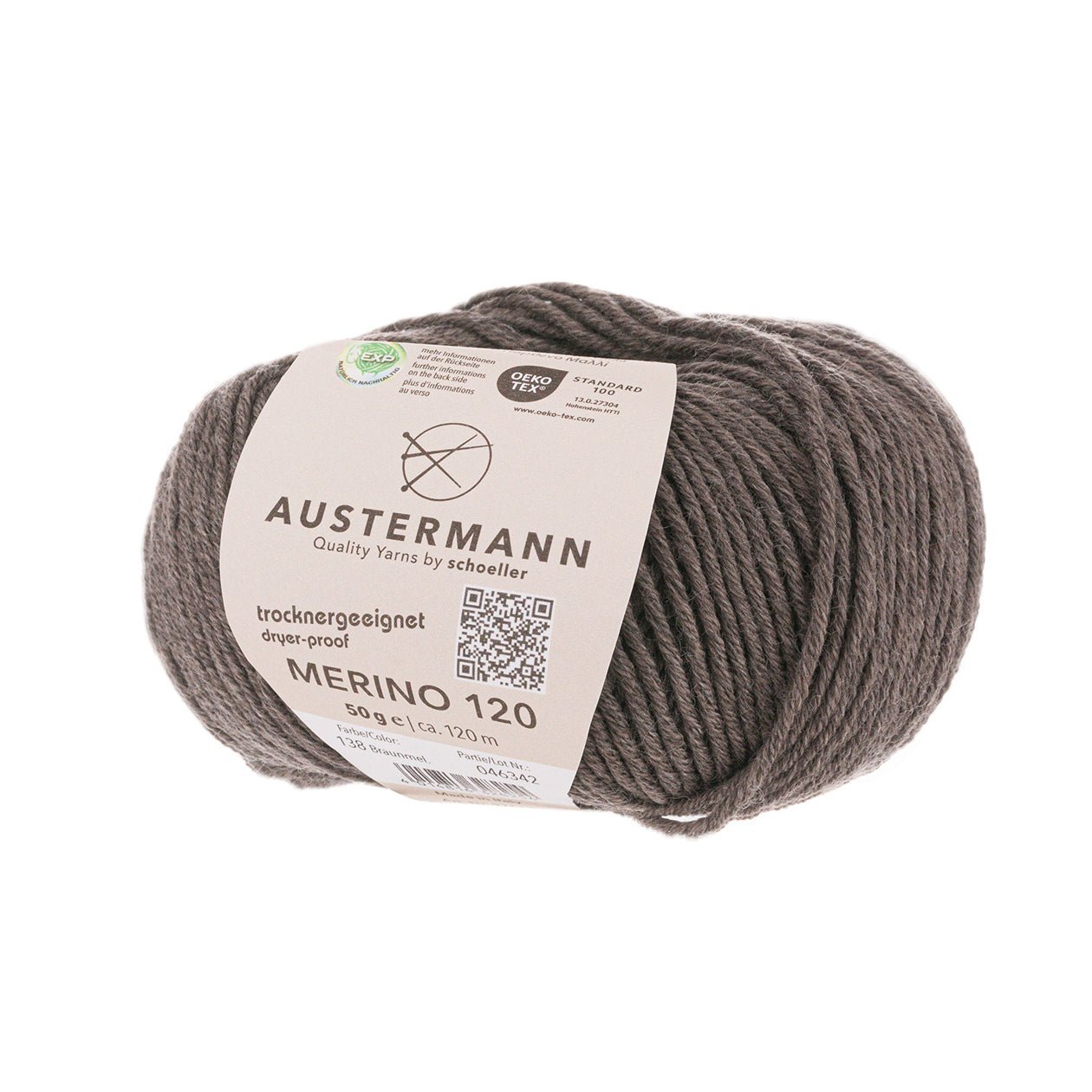 Merino 120 Exp | 120M - 50 G | 138 - Braun - Meliert - Handarbeiten - 1