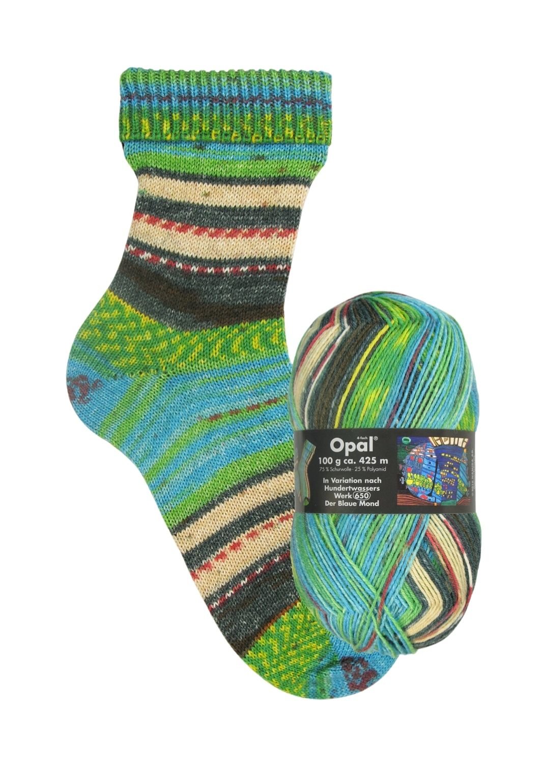 Opal Hundertwasser I | 4 - fach Sockenwolle 100g | Farbe 1432 - Sockenwolle - Handarbeiten - 1