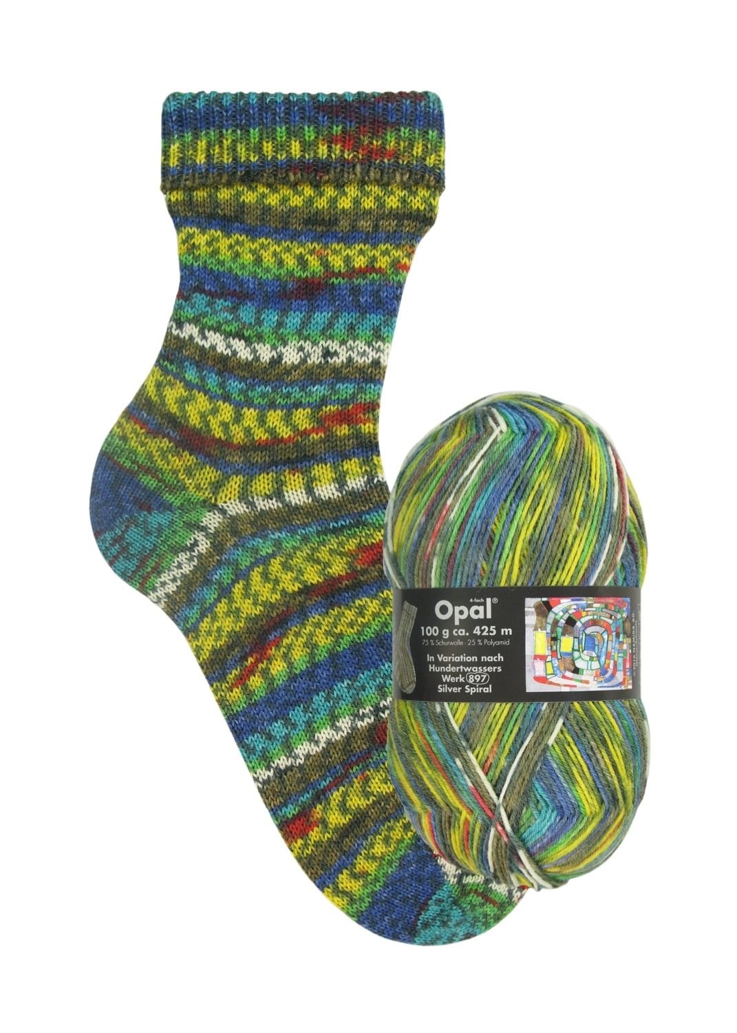 Opal Hundertwasser I | 4 - fach Sockenwolle 100g | Farbe 1433 - Sockenwolle - Handarbeiten - 1