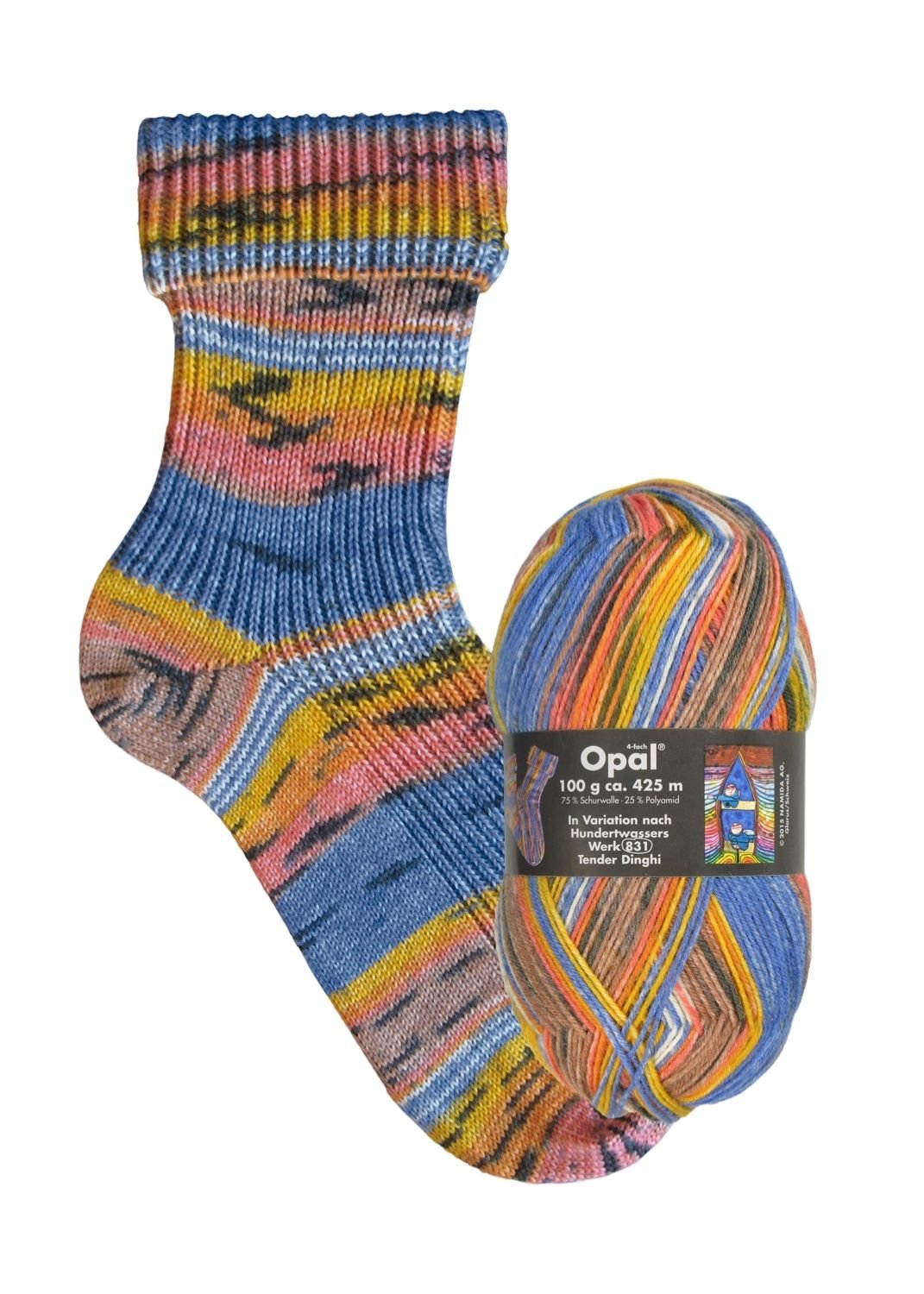 Opal Hundertwasser II | 4 - fach Sockenwolle 100g | Farbe 2103 - Sockenwolle - Handarbeiten - 1