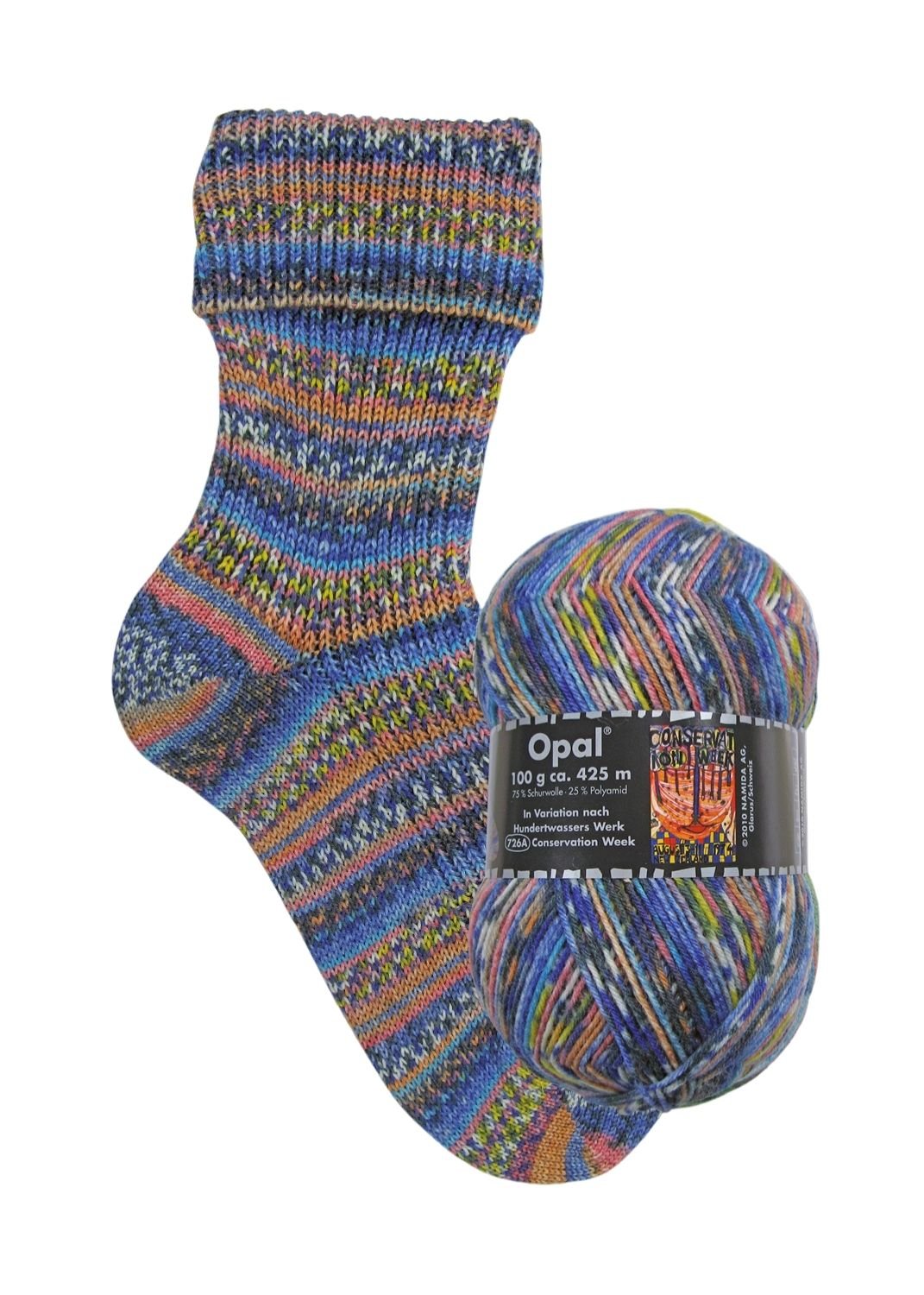Opal Hundertwasser III | 4 - fach Sockenwolle 100g | Farbe 3201 - Sockenwolle - Handarbeiten - 1