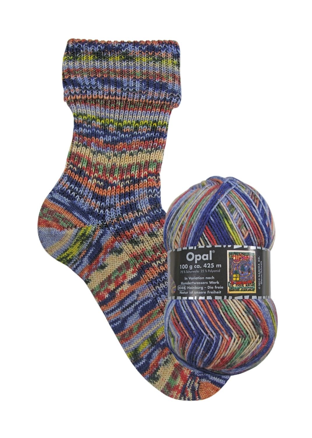 Opal Hundertwasser III | 4 - fach Sockenwolle 100g | Farbe 3204 - Sockenwolle - Handarbeiten - 1