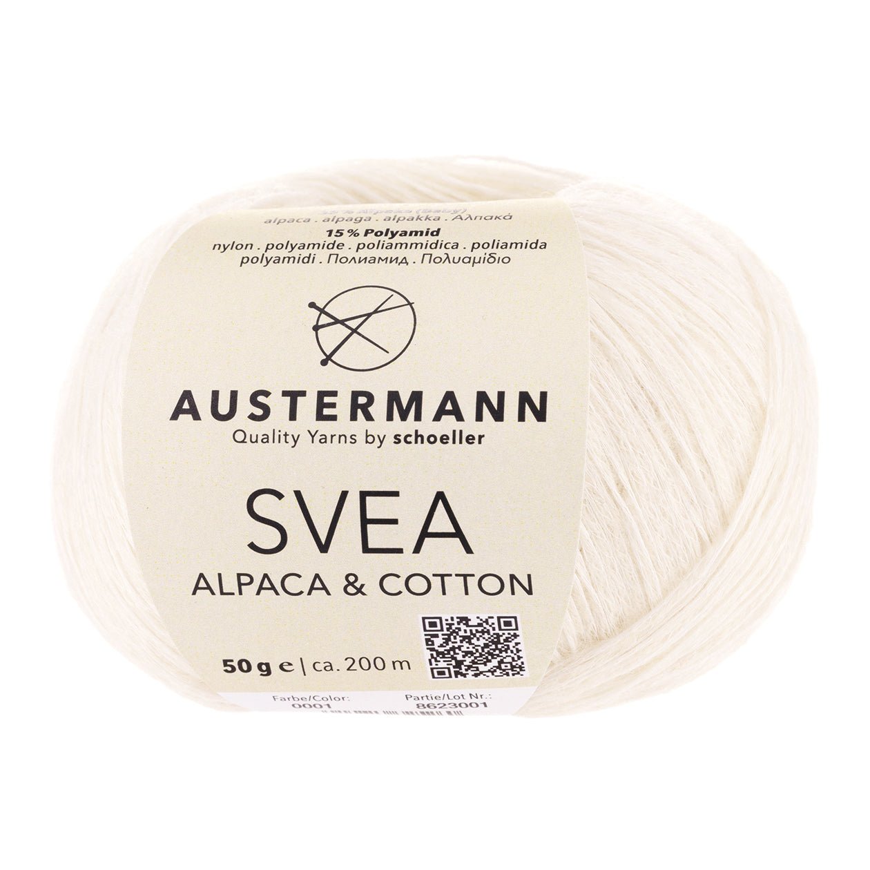 Svea | 200 M - 50G | 01 - Weiss - Strickwolle - Handarbeiten - 1