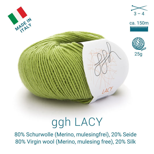 GGH Lacy | Merinowolle mit Seide | 25g - 170m | 006 - Apfelgrün