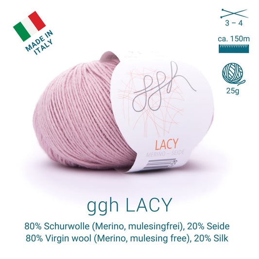 GGH Lacy | Merinowolle mit Seide | 25g - 170m | 015 - Pastell Rosa