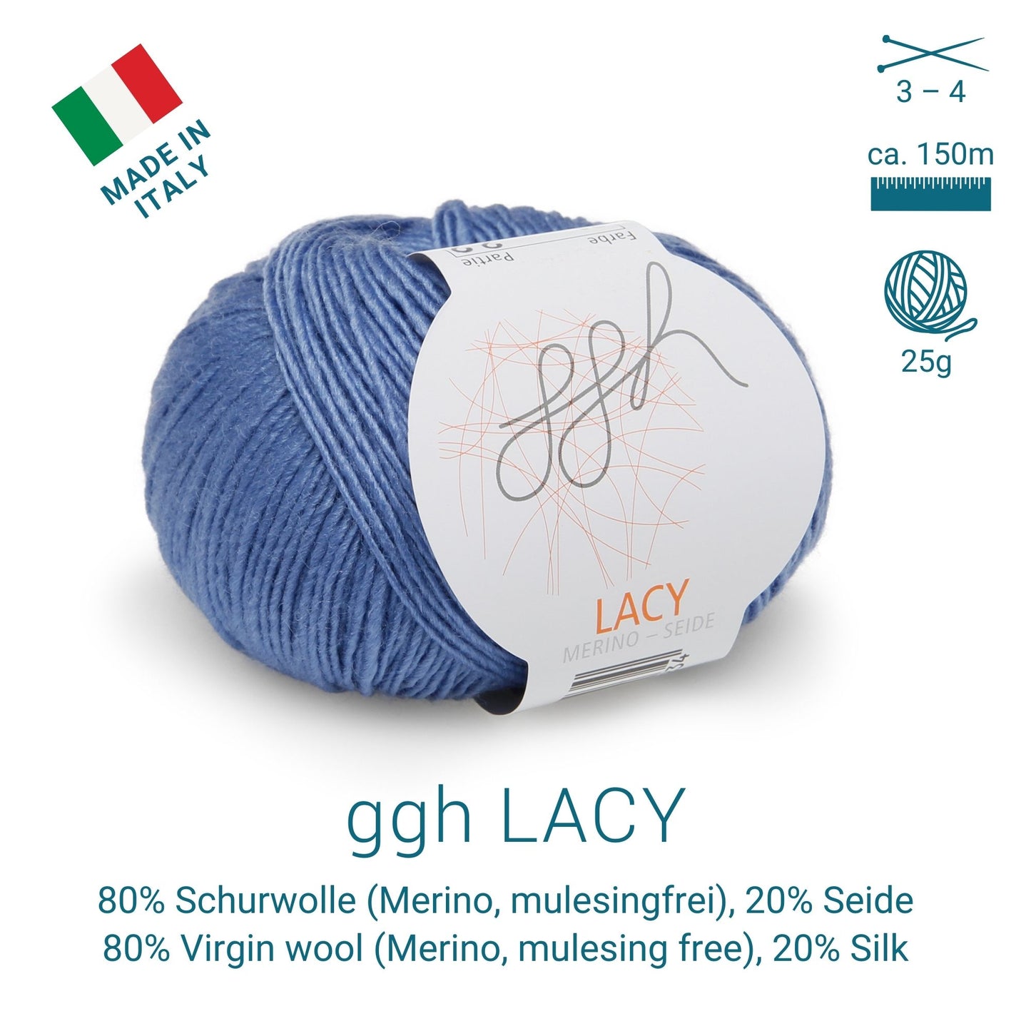 ggh Lacy | Set of 4 x 25g (total 100g) - 021 - Blue