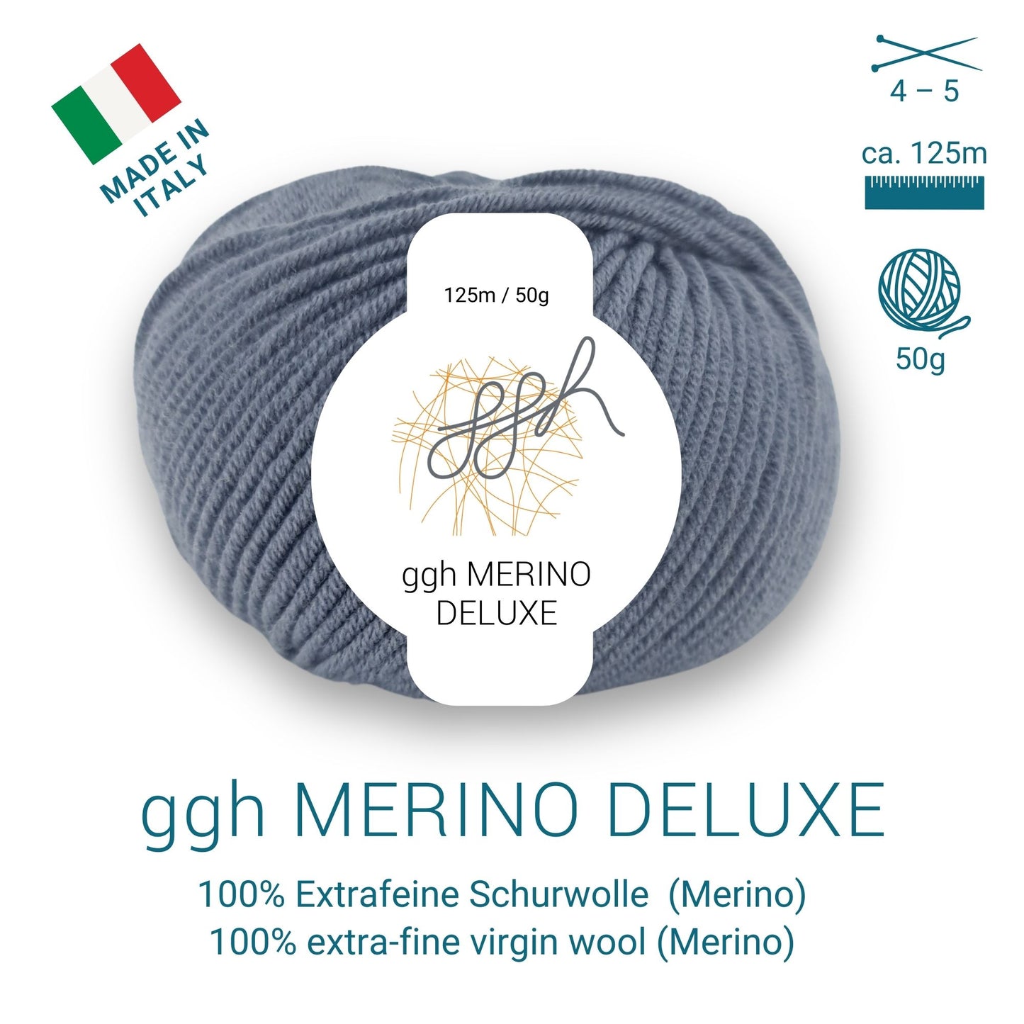 ggh Merino Deluxe - set 300g (6x50g) - 004 - gris moyen